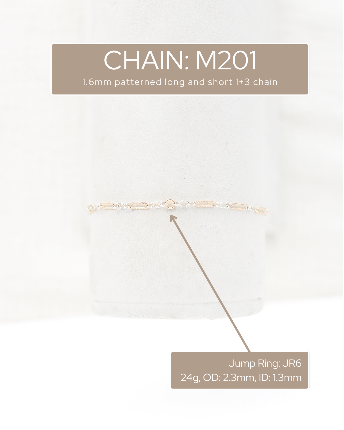 1.6mm Patterned Long and Short 1+3 Mixed Metal Chain, M201