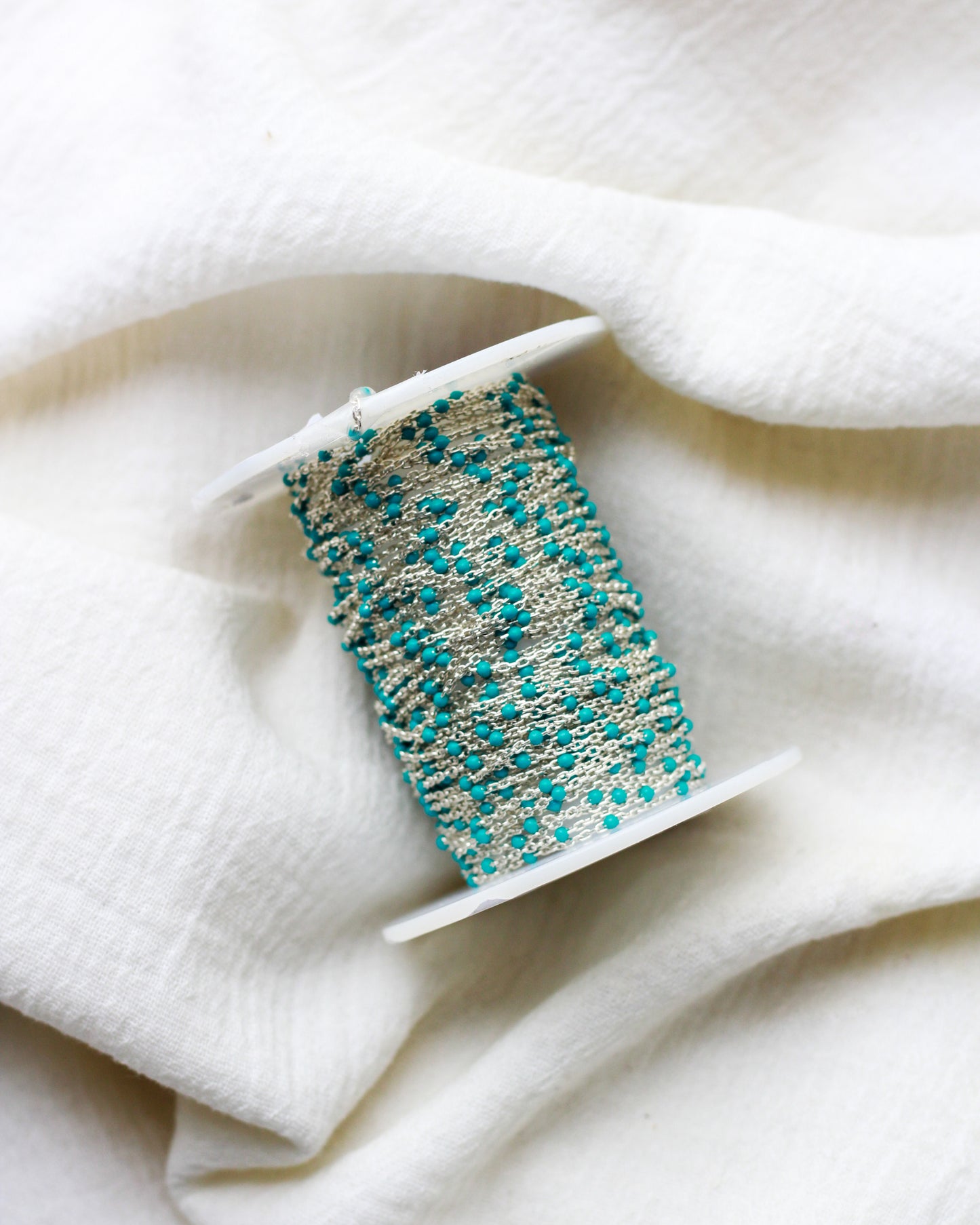 1.1mm Cable Chain with Turqoise Enamel Dot, S107, G107