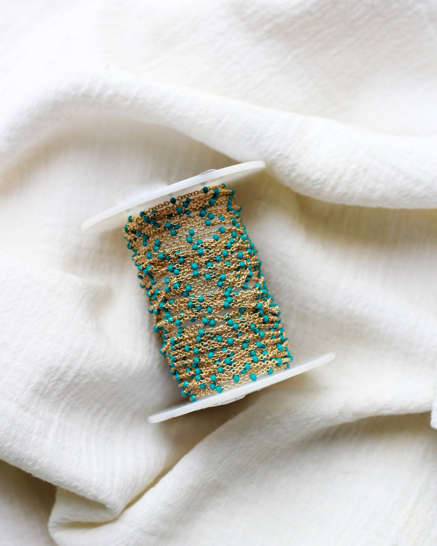 1.1mm Cable Chain with Turqoise Enamel Dot, S107, G107