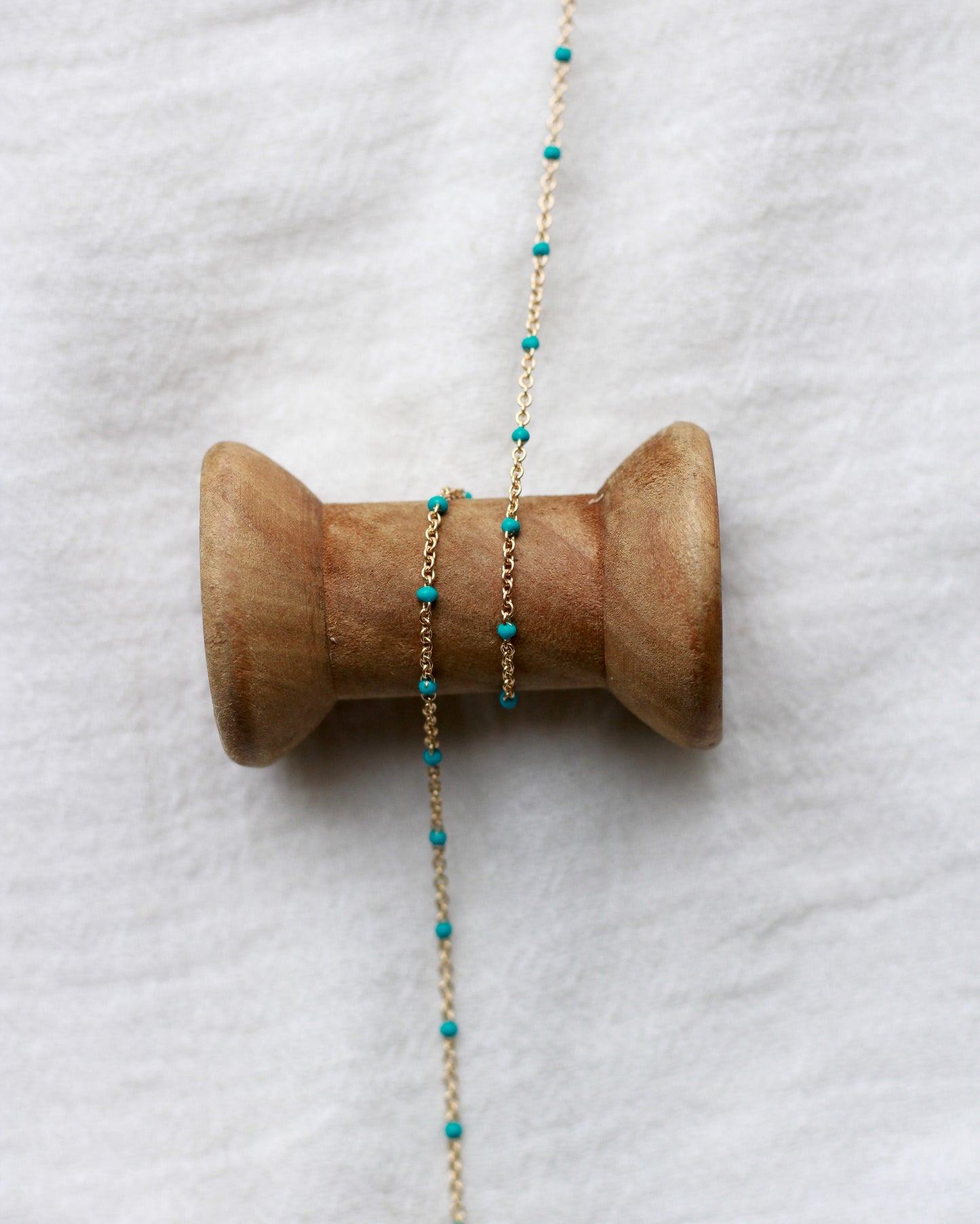 1.1mm Cable Chain with Turqoise Enamel Dot, S107, G107