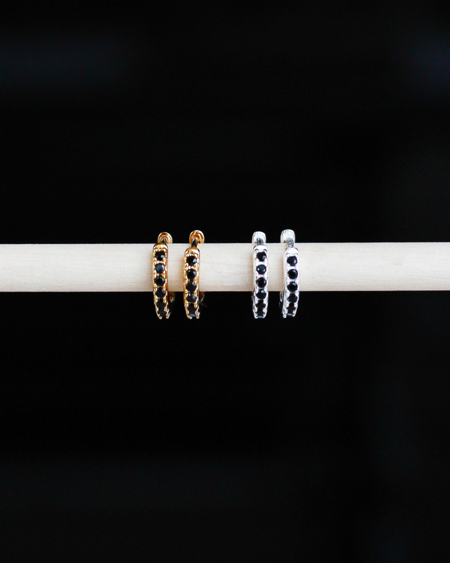 10.5mm Black Pave Hoop Earrings, E41