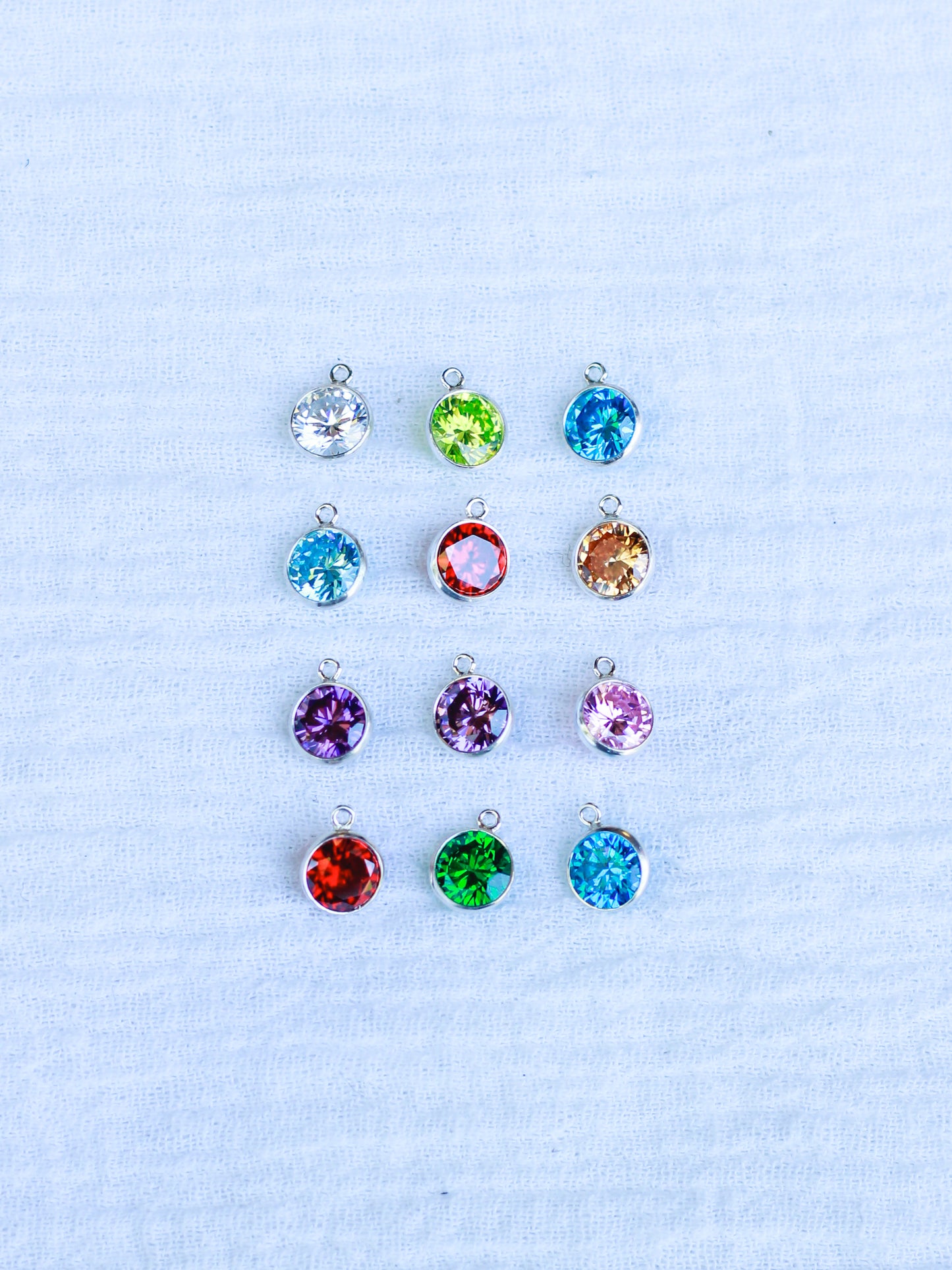CZ Bezel Birthstone Colored Charm, CH106