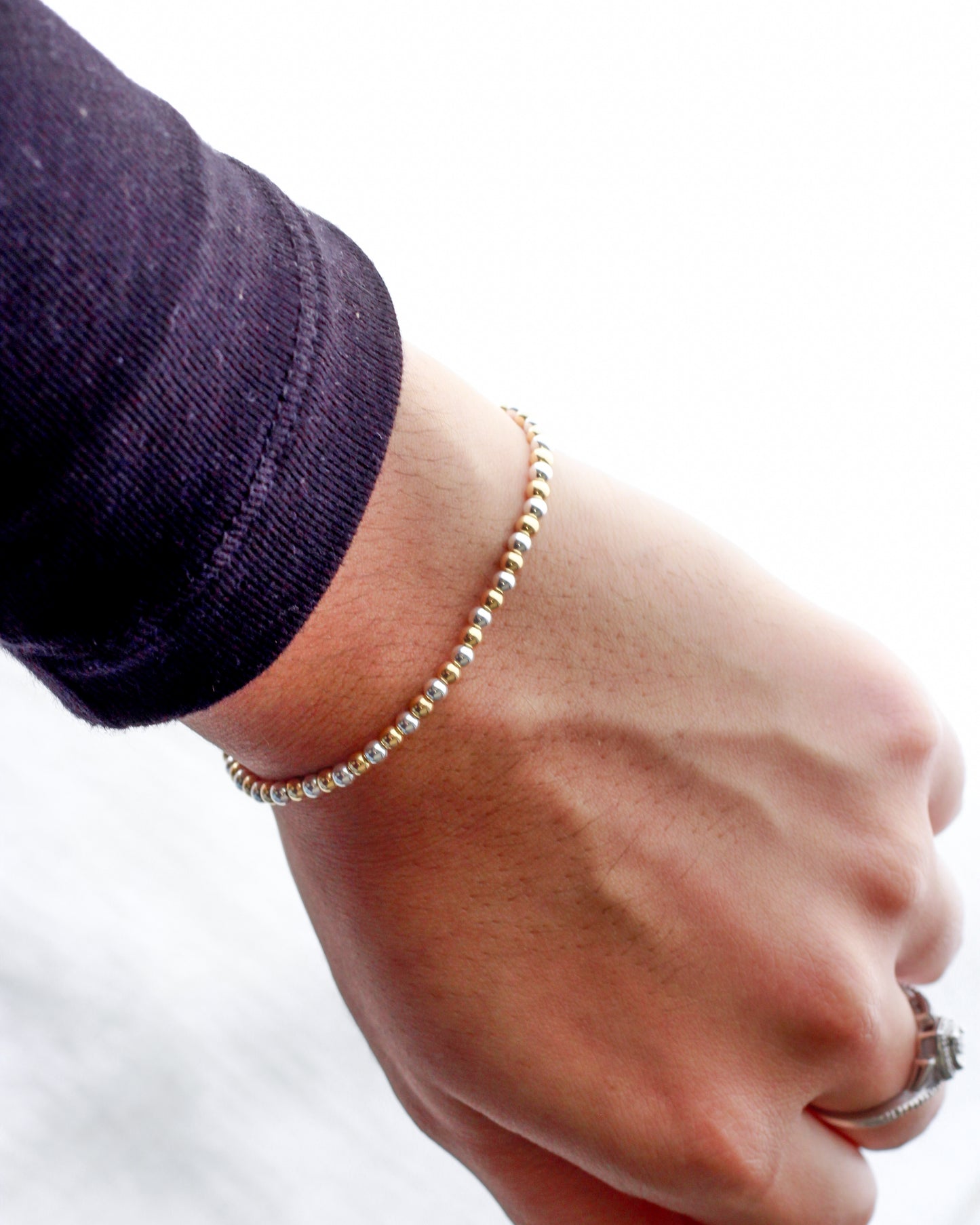 3mm Two Tone Beaded Bracelet, BR41