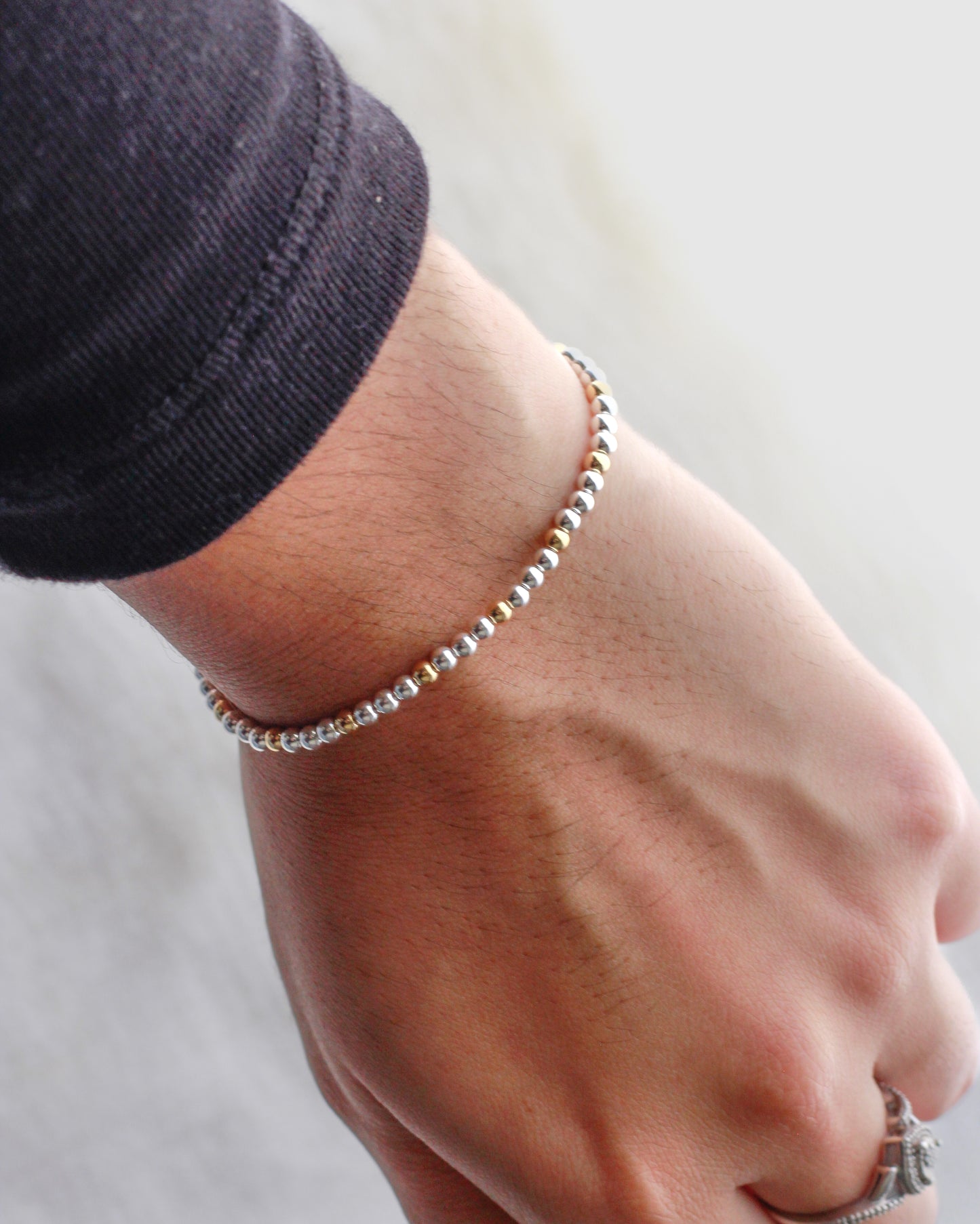 3mm Two Tone Beaded Bracelet, BR42