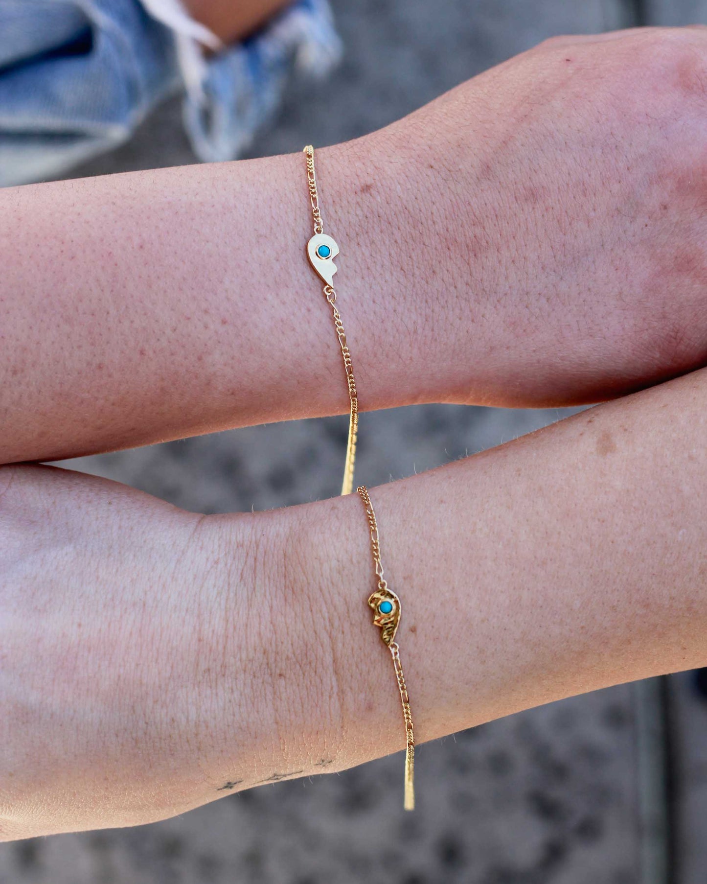 Best Friends Heart Genuine Turquoise Connector, CN156