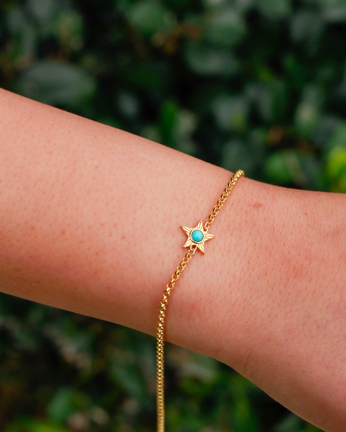 Star with Genuine Cabochon Turquoise Connector, CN159