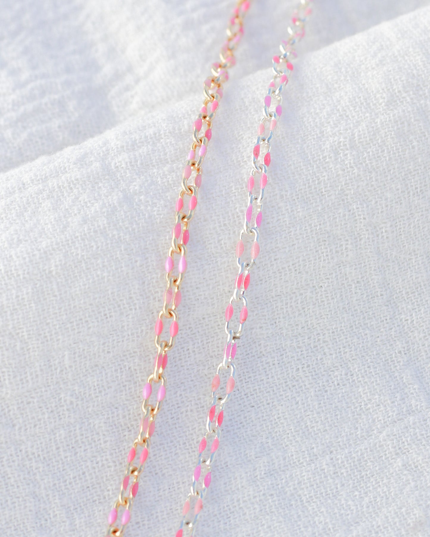 Pink Multi-Colored Enamel Chain, S80 G80