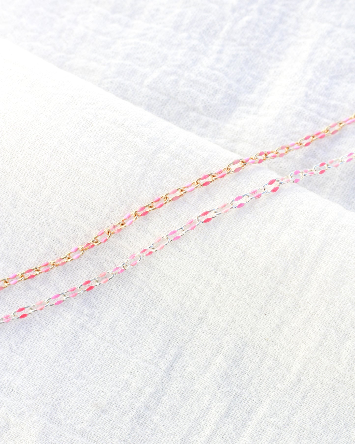 Pink Multi-Colored Enamel Chain, S80 G80