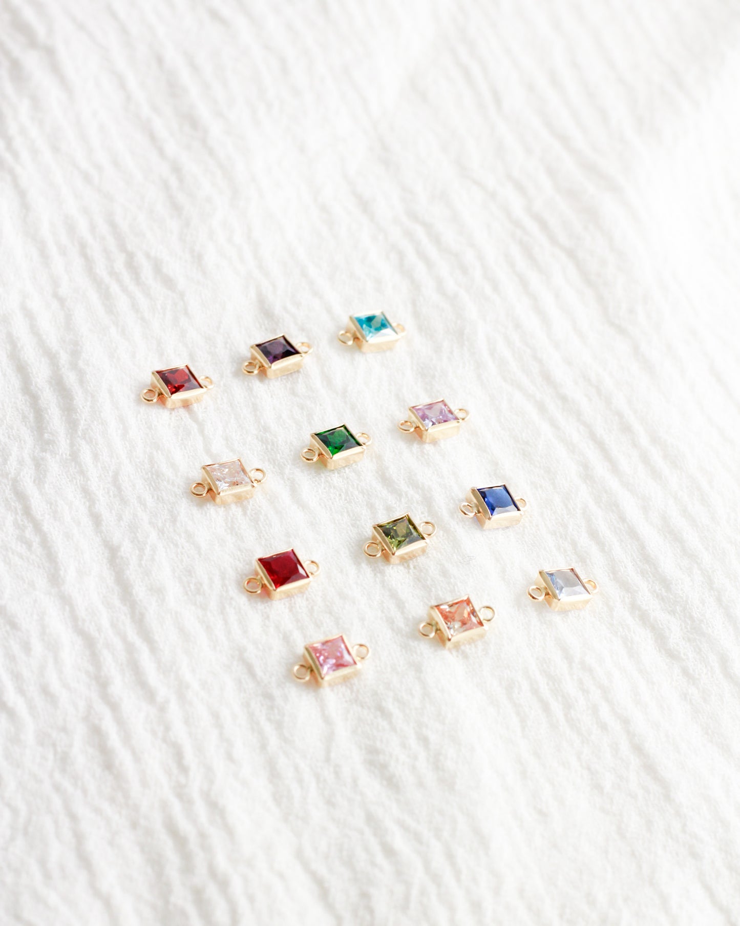 4mm CZ Square Shaped Birthstone Connector, CN307