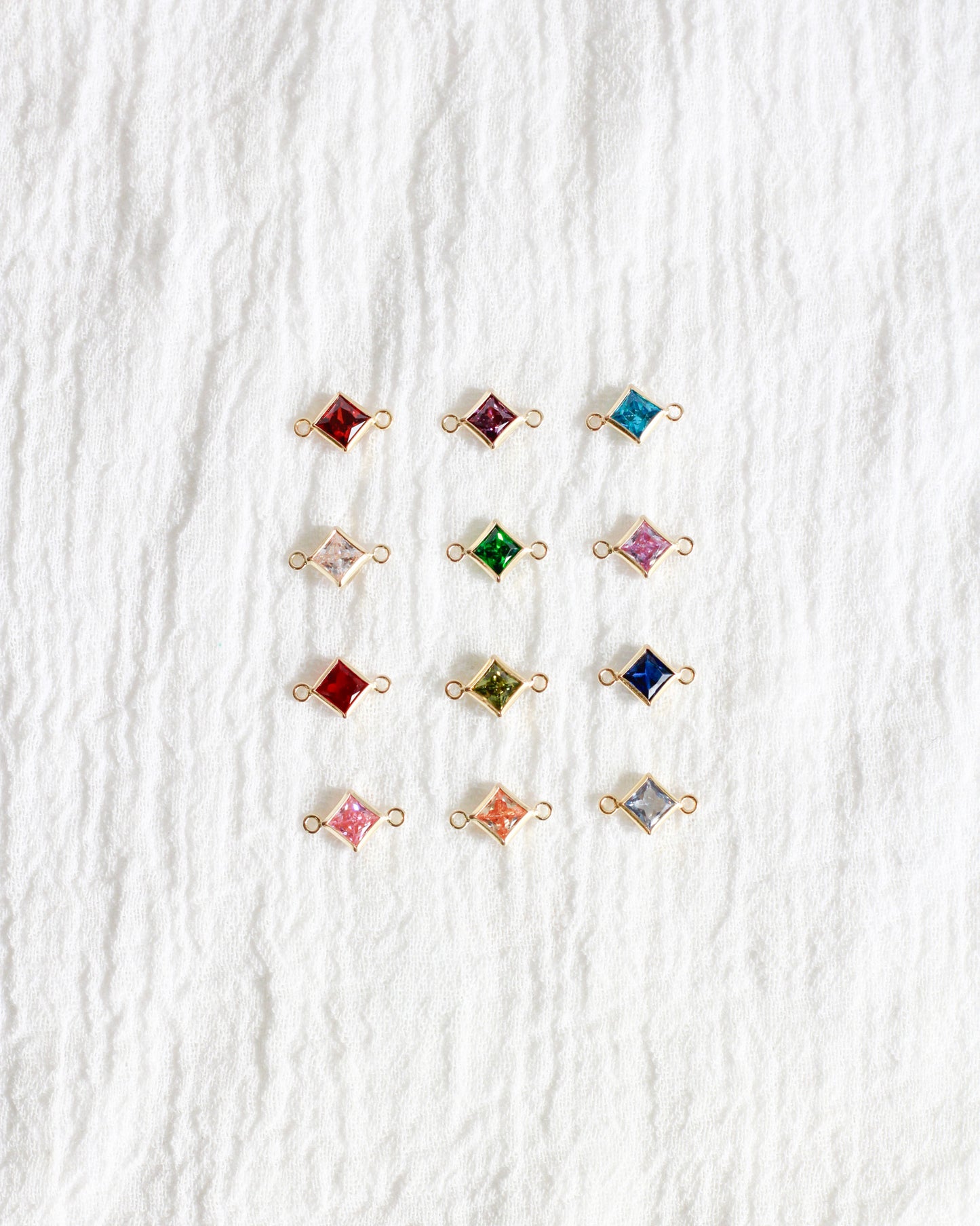 4mm CZ Diamond Shaped Birthstone Connector, CN308