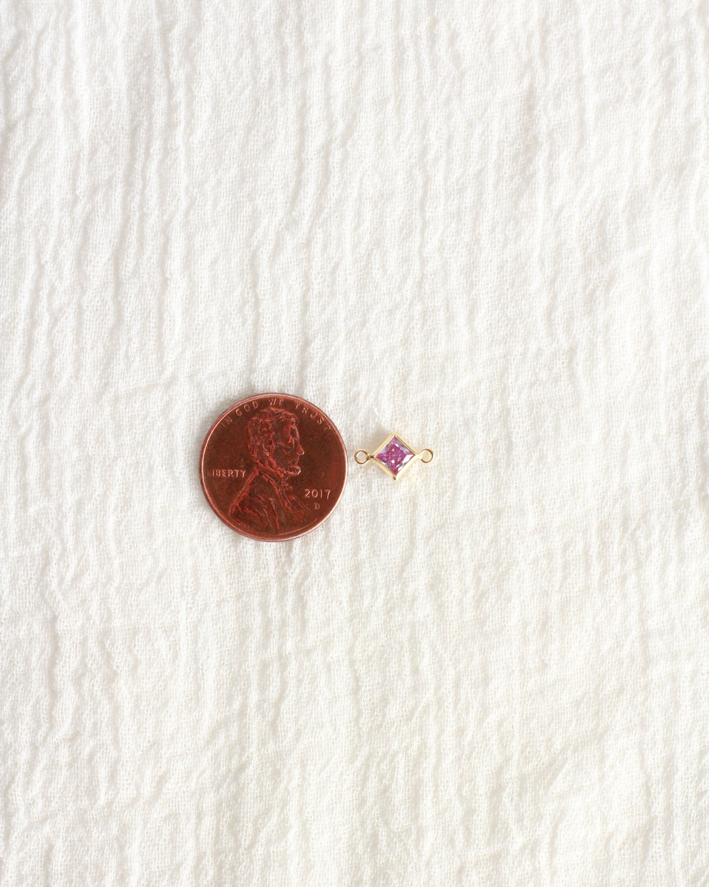 4mm CZ Diamond Shaped Birthstone Connector, CN308