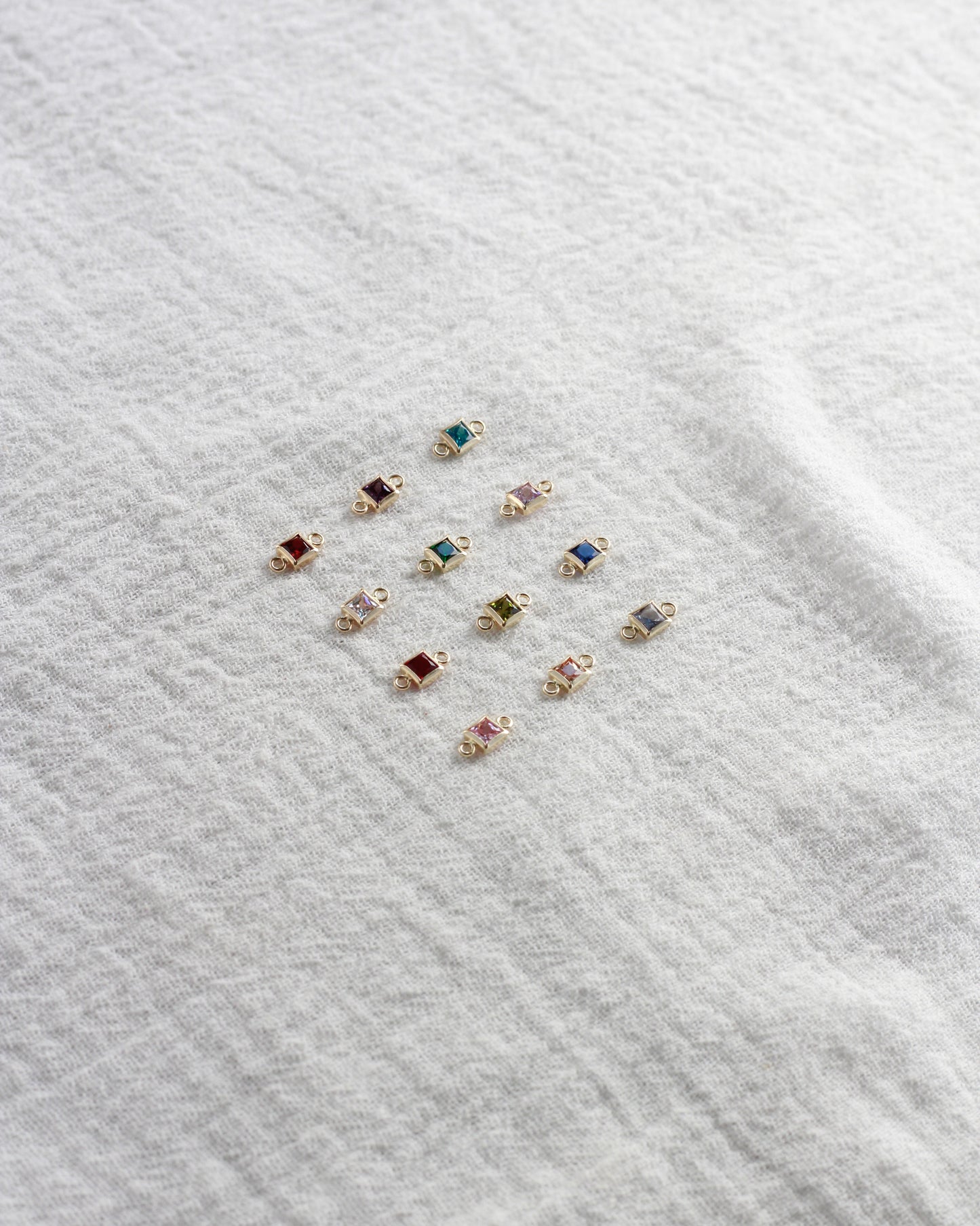 3mm CZ Square Birthstone Connector, CN304