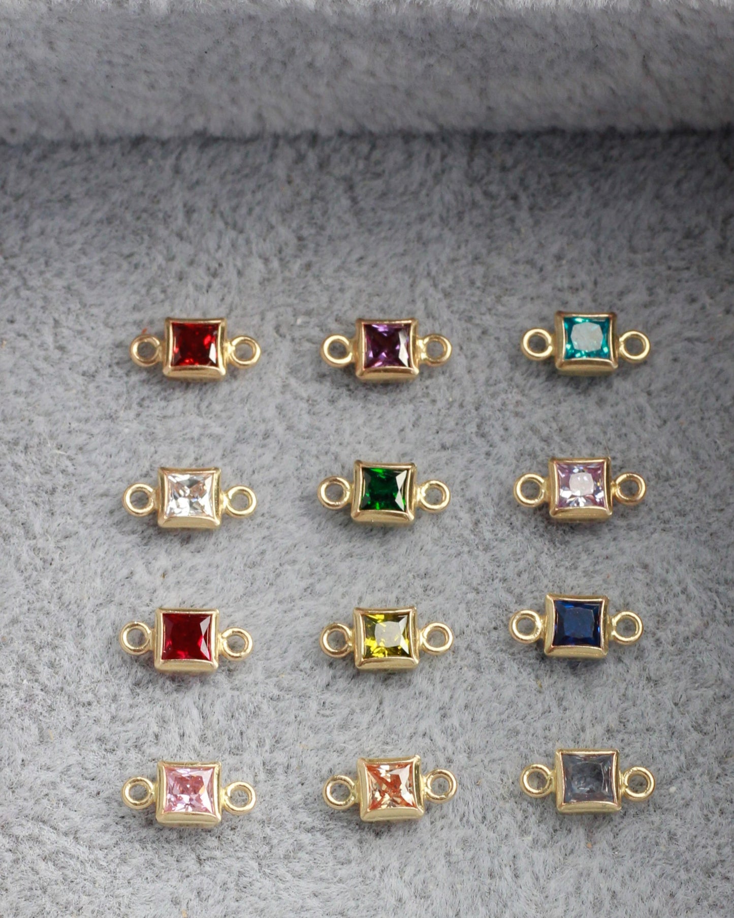 3mm CZ Square Birthstone Connector, CN304