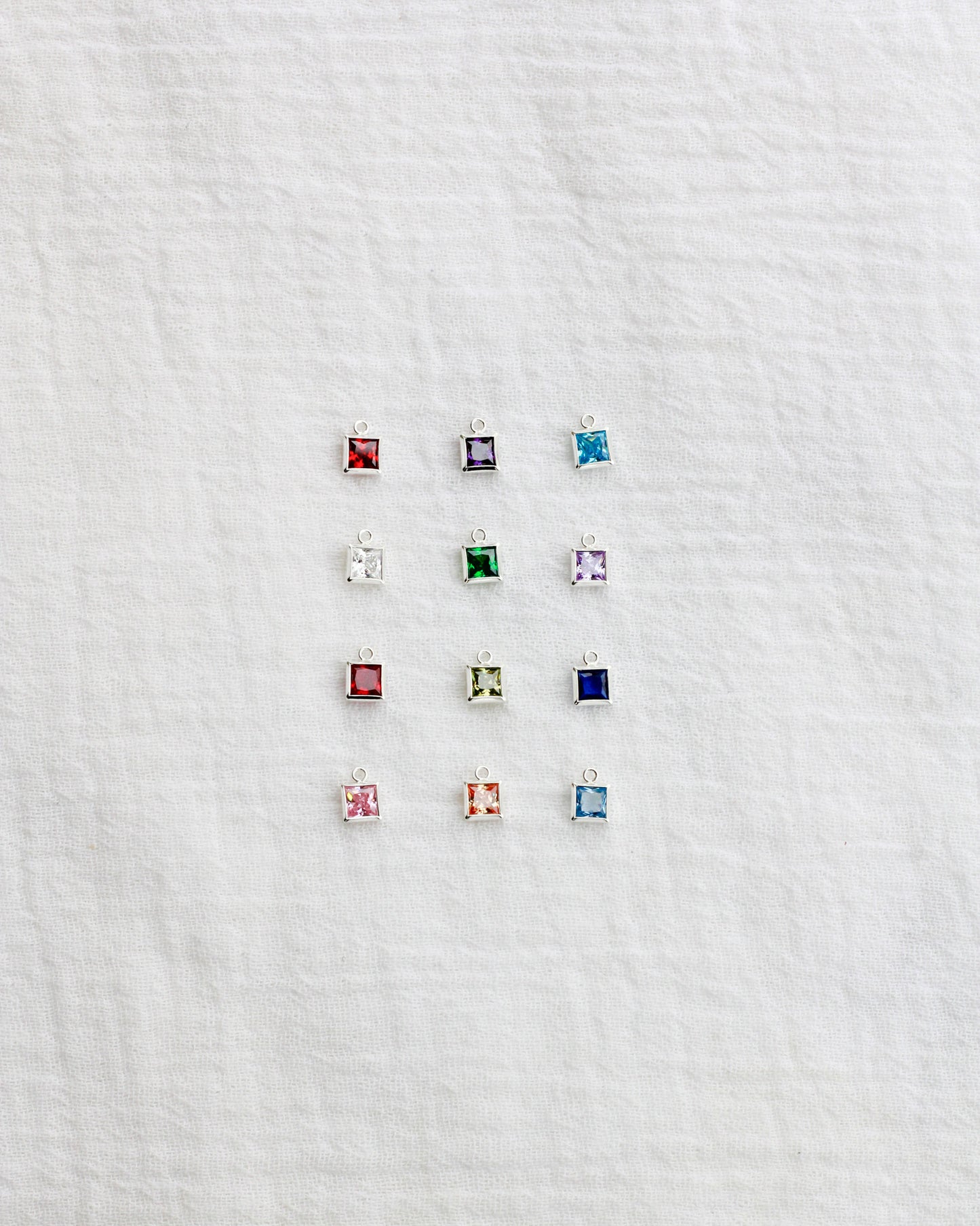 4mm Square Birthstone Charms, CH252