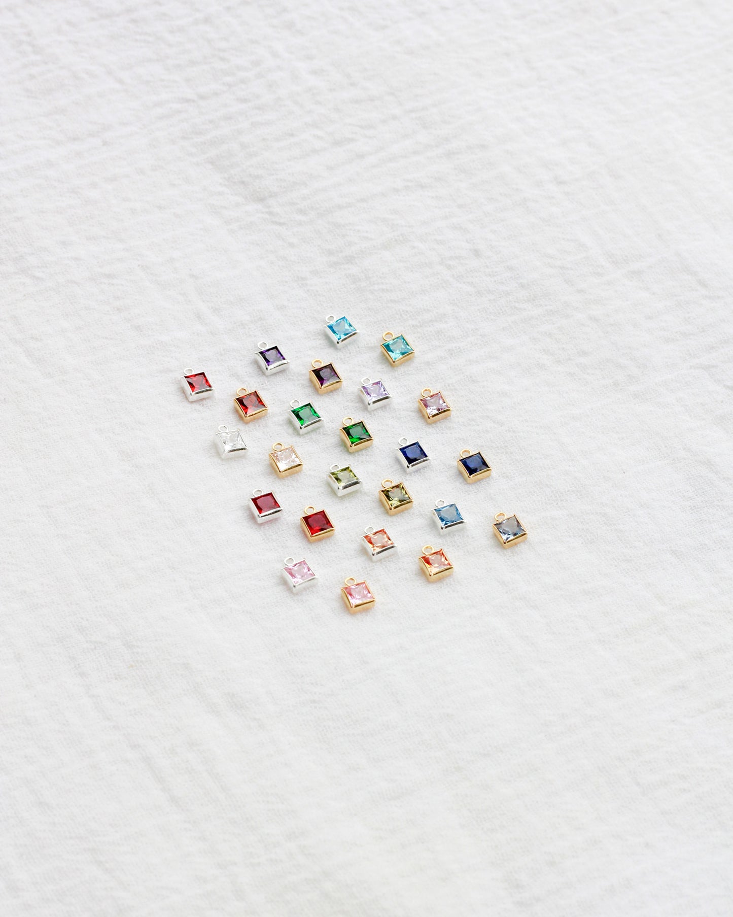 4mm Square Birthstone Charms, CH252