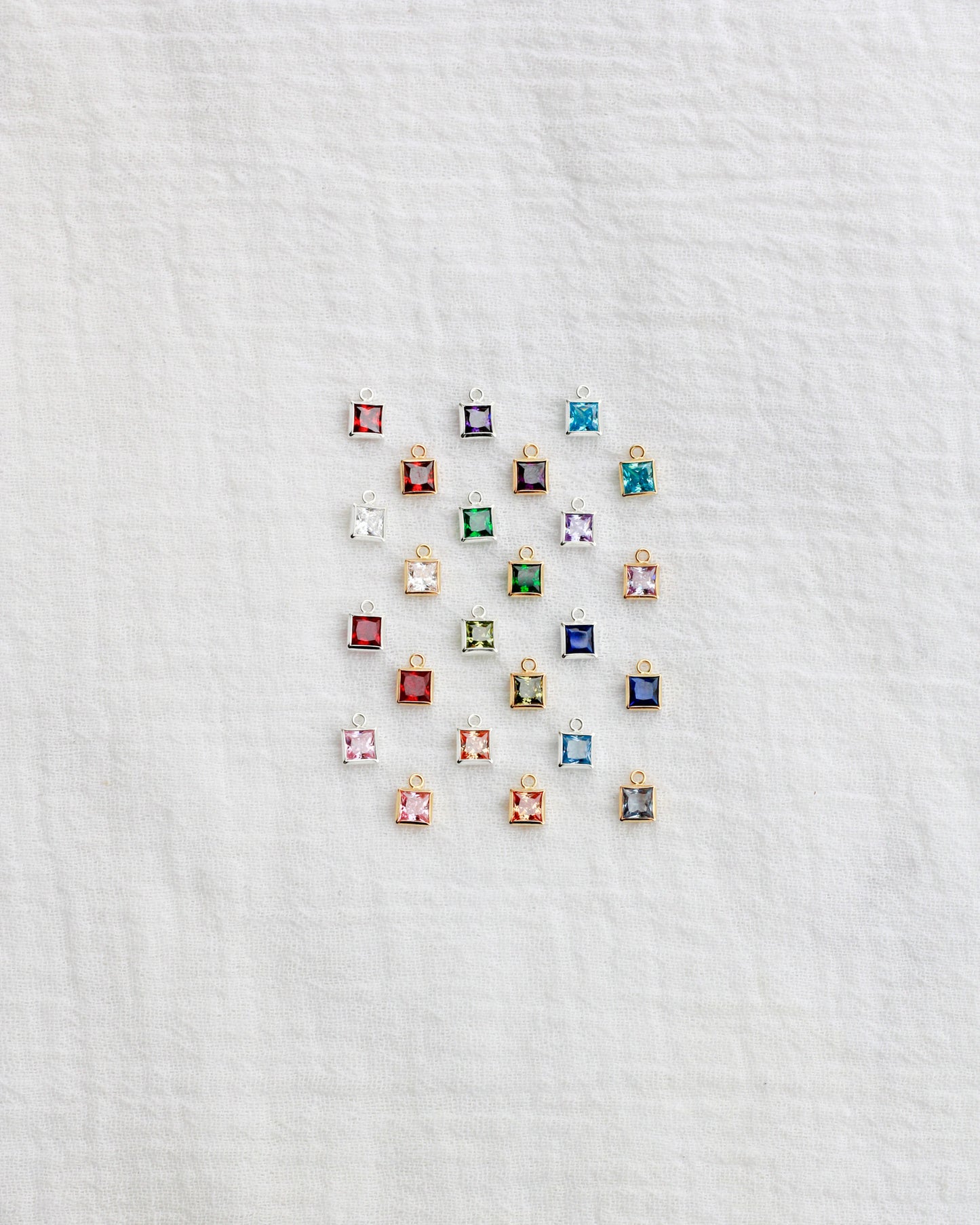 4mm Square Birthstone Charms, CH252