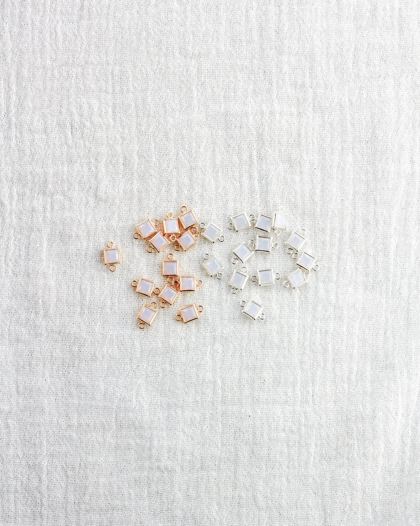 4mm White Opal Square Connector, CN321