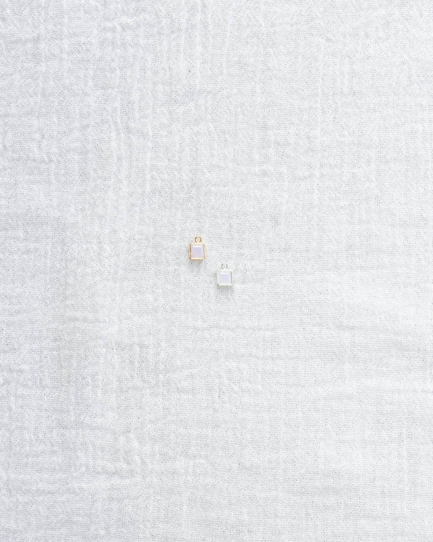 4mm White Opal Square Charm, CH254
