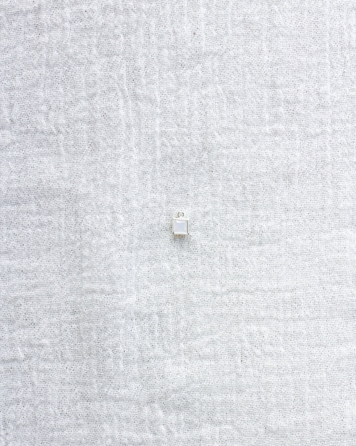 4mm White Opal Square Charm, CH254