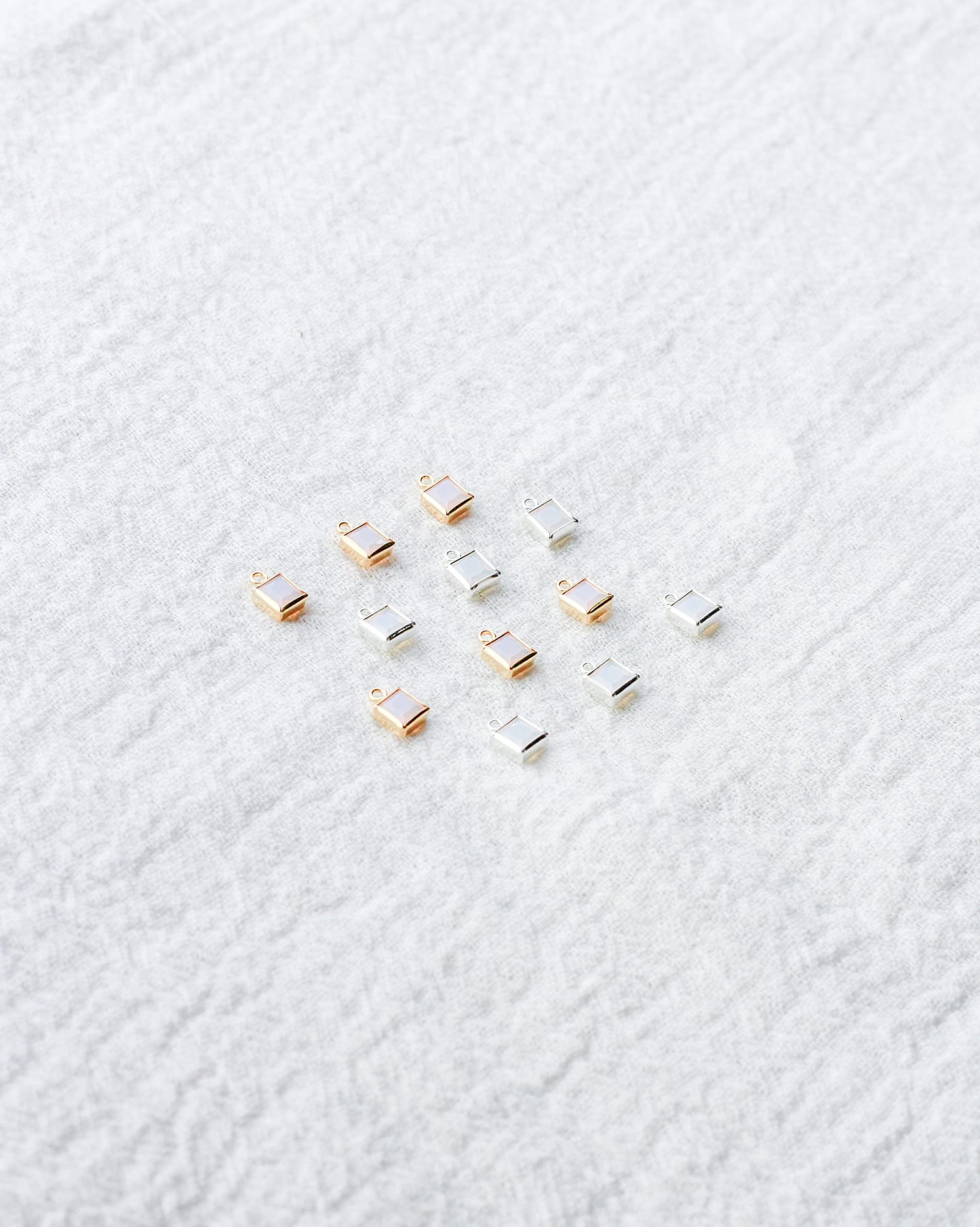 4mm White Opal Square Charm, CH254