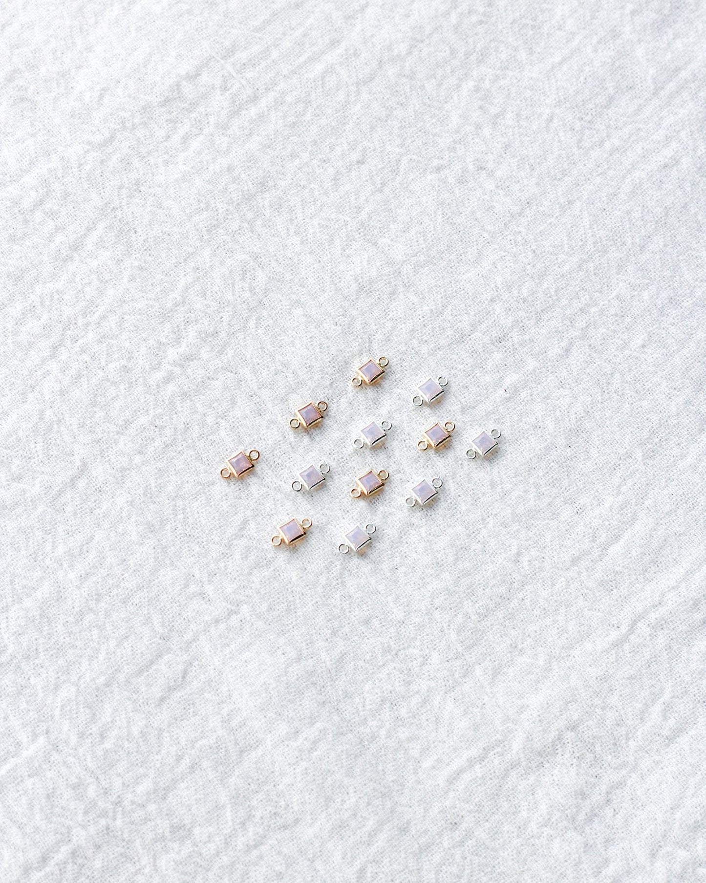 3mm Pink Opal Square Shaped Connector, CN310