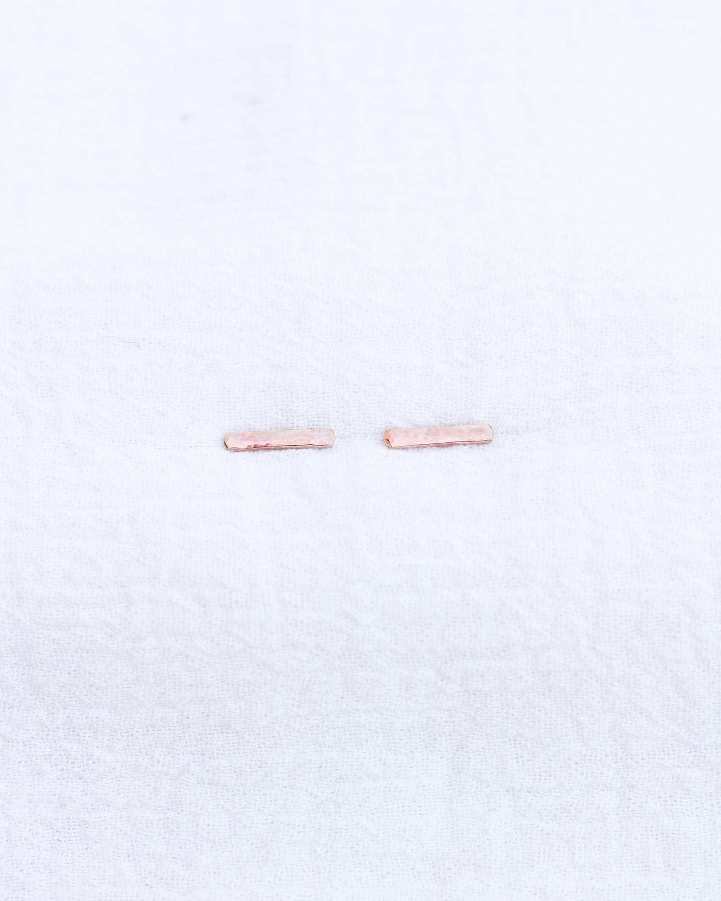 10mm Rose Gold Hammered Bar Stud Earrings, E51