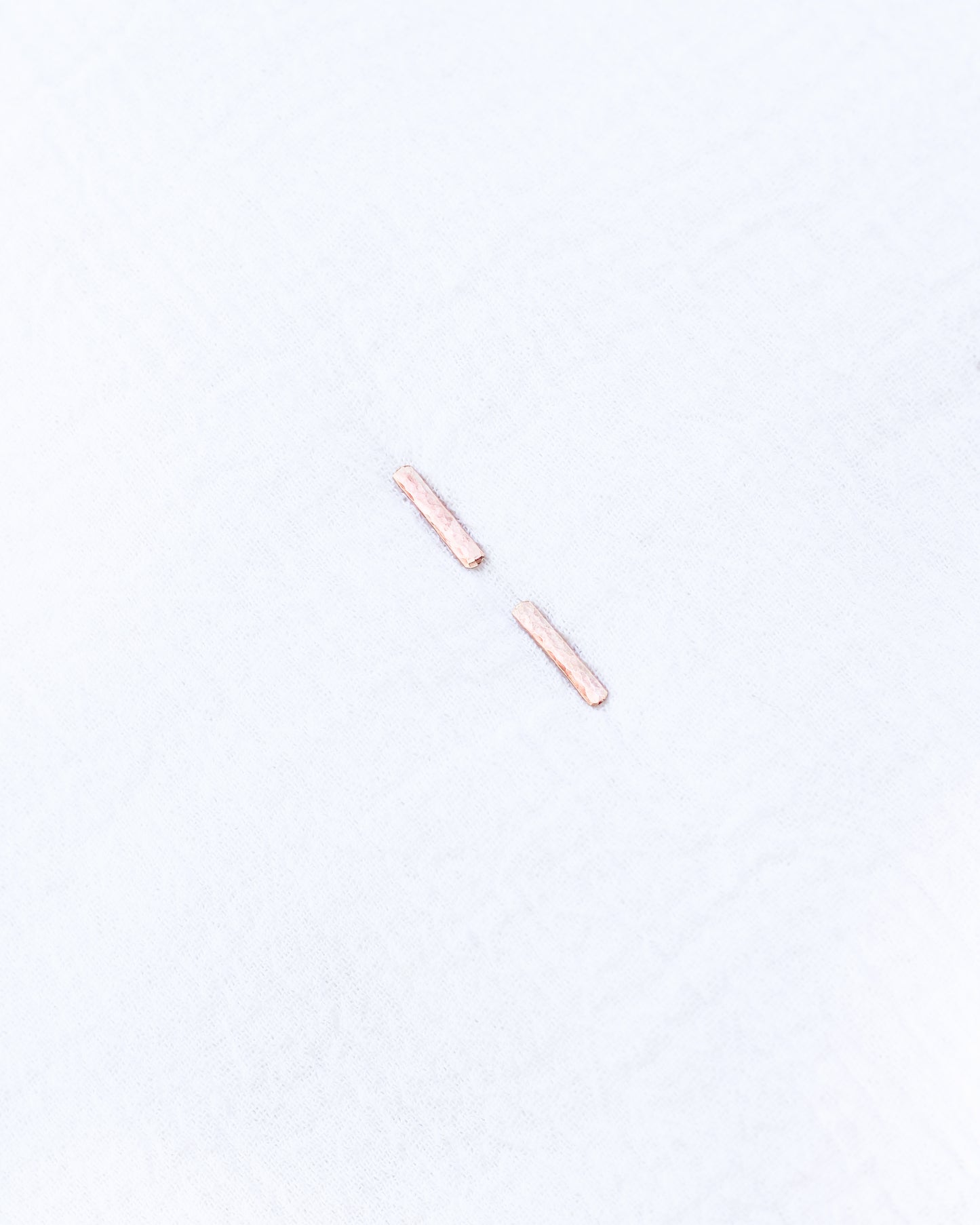 10mm Rose Gold Hammered Bar Stud Earrings, E51