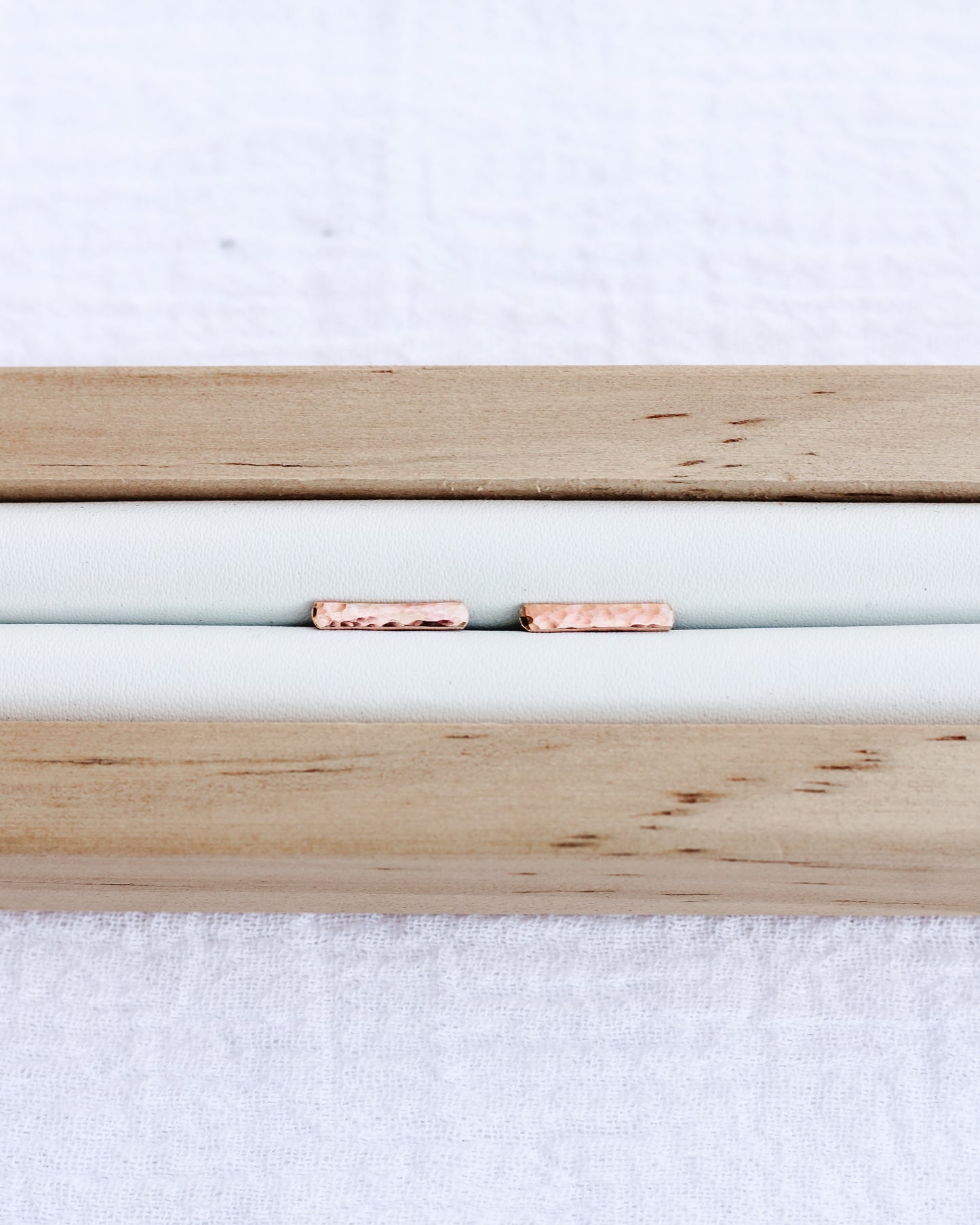 10mm Rose Gold Hammered Bar Stud Earrings, E51