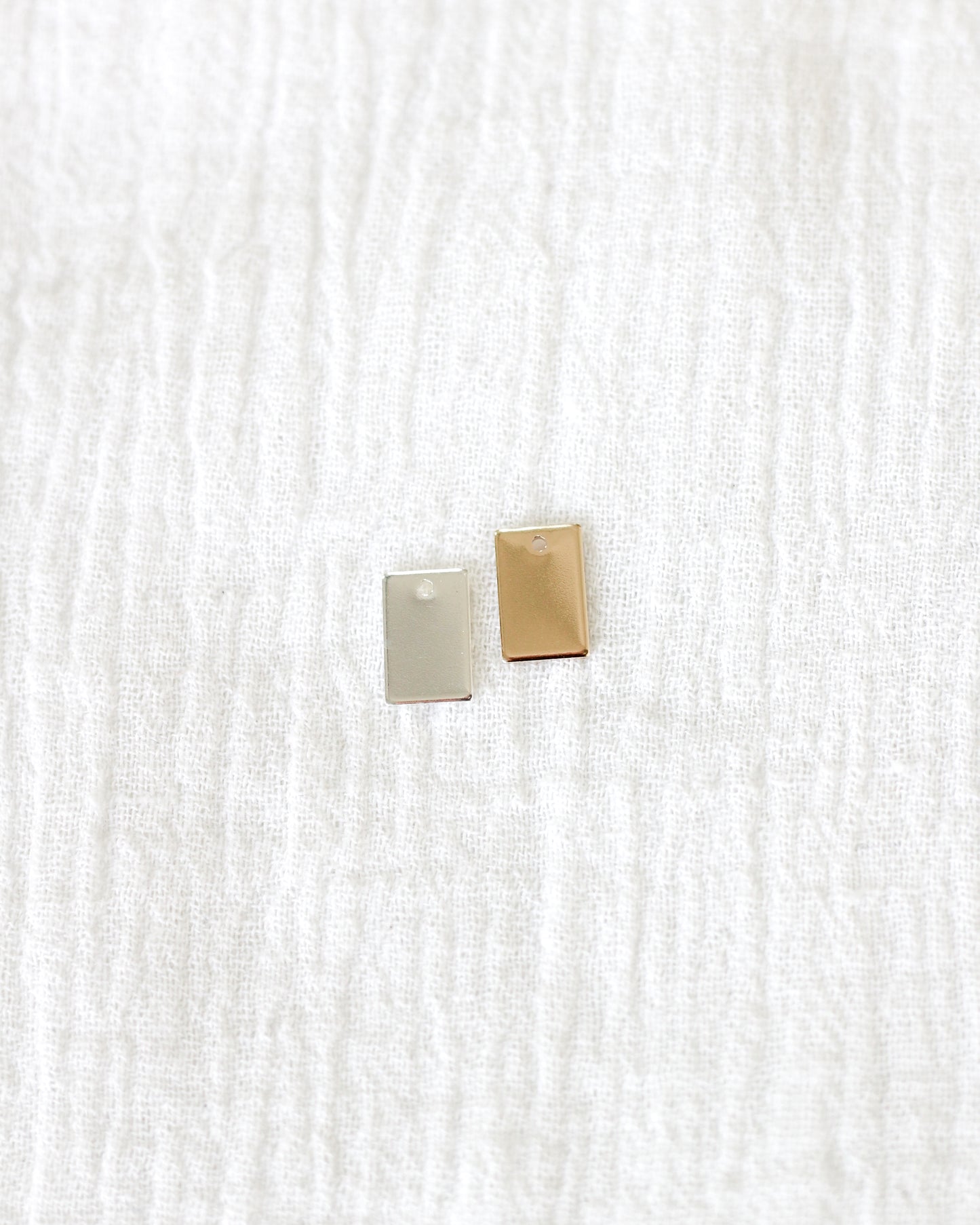 10x6mm Mini Rectangle Blank with One Hole, B86