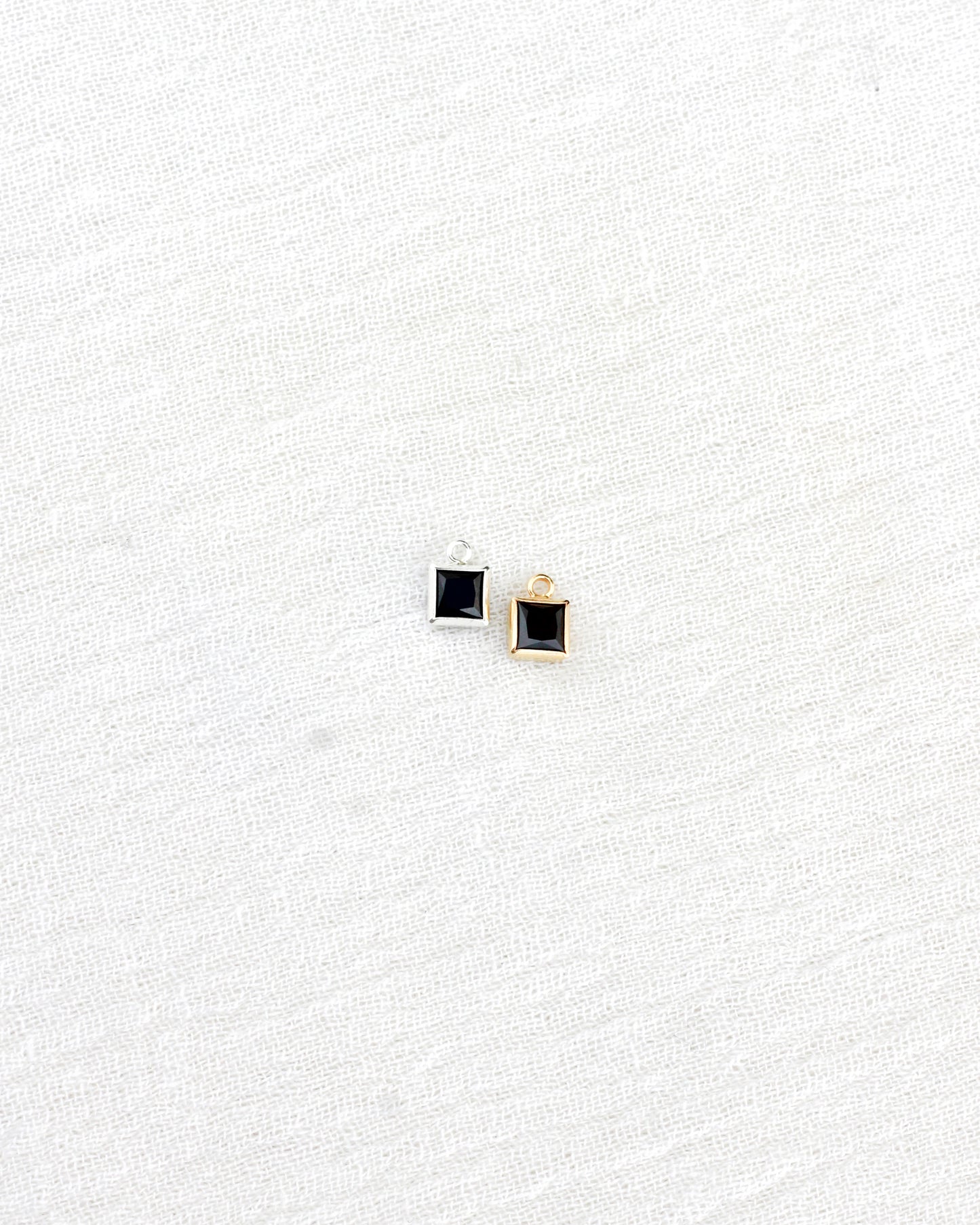 4mm Black Onyx Square Charm, CH260