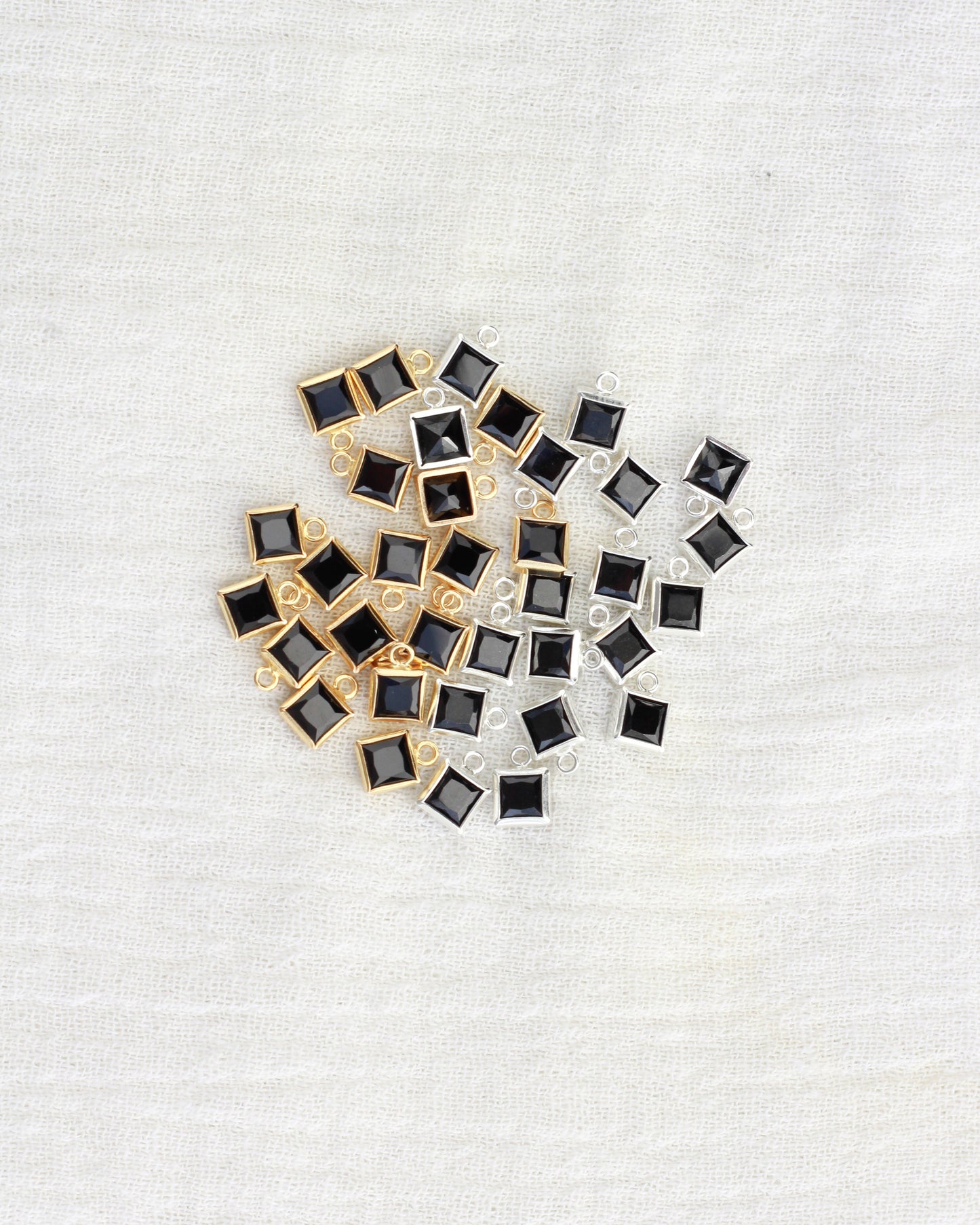 4mm Black Onyx Square Charm, CH260