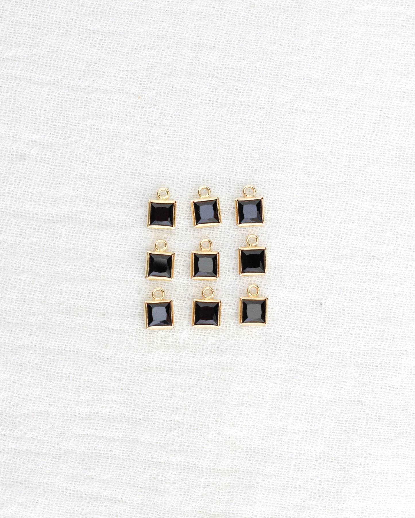 4mm Black Onyx Square Charm, CH260