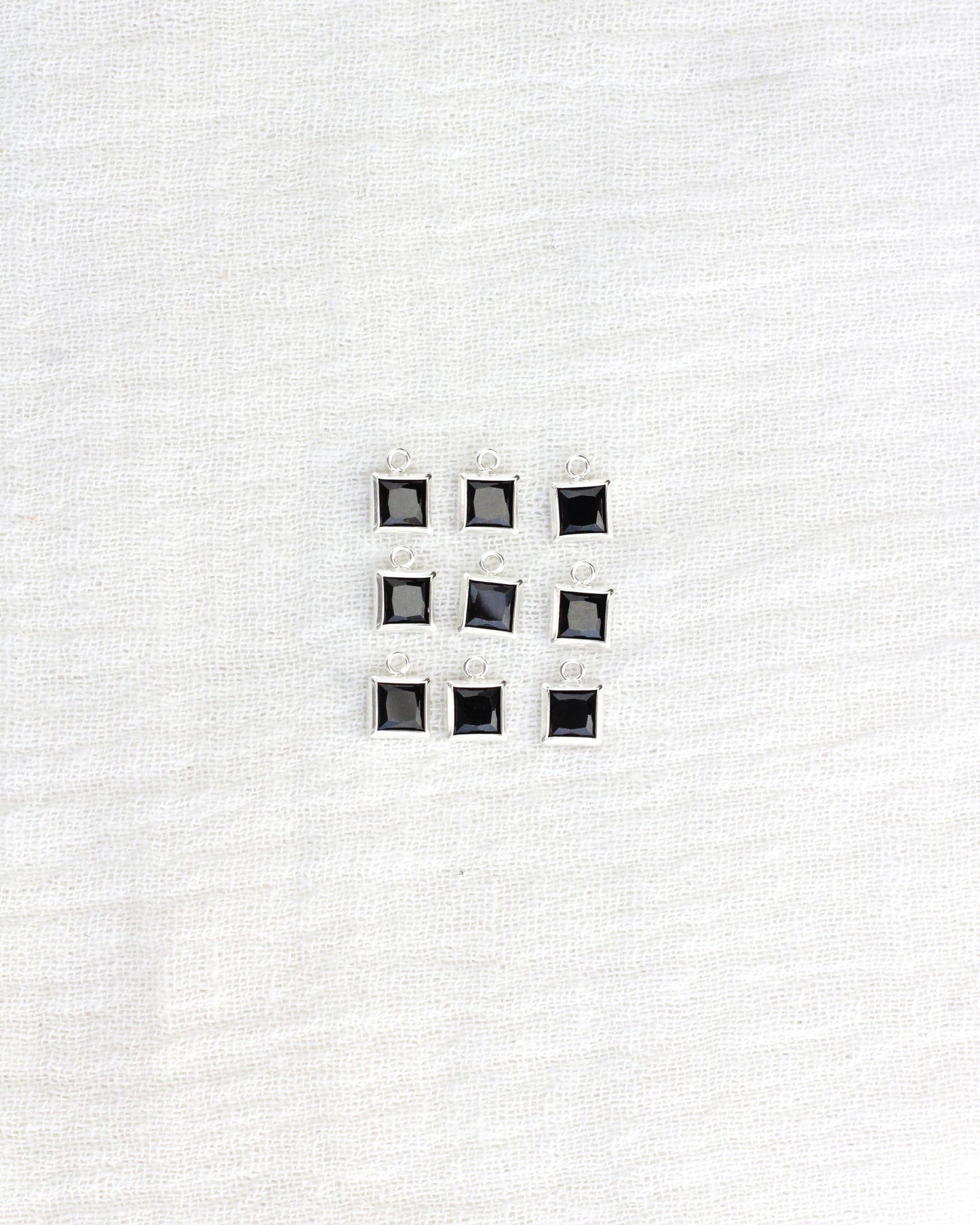 4mm Black Onyx Square Charm, CH260