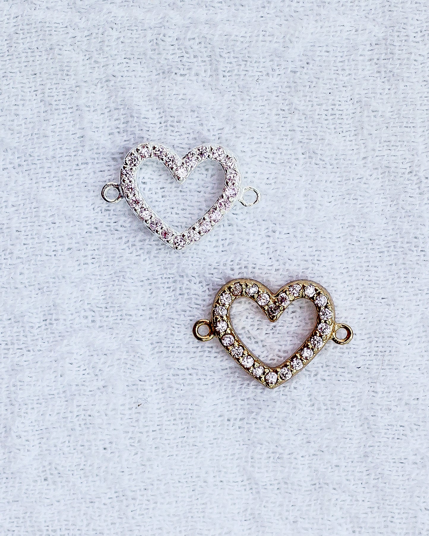 Pave Light Pink Heart CZ Connector, CN180