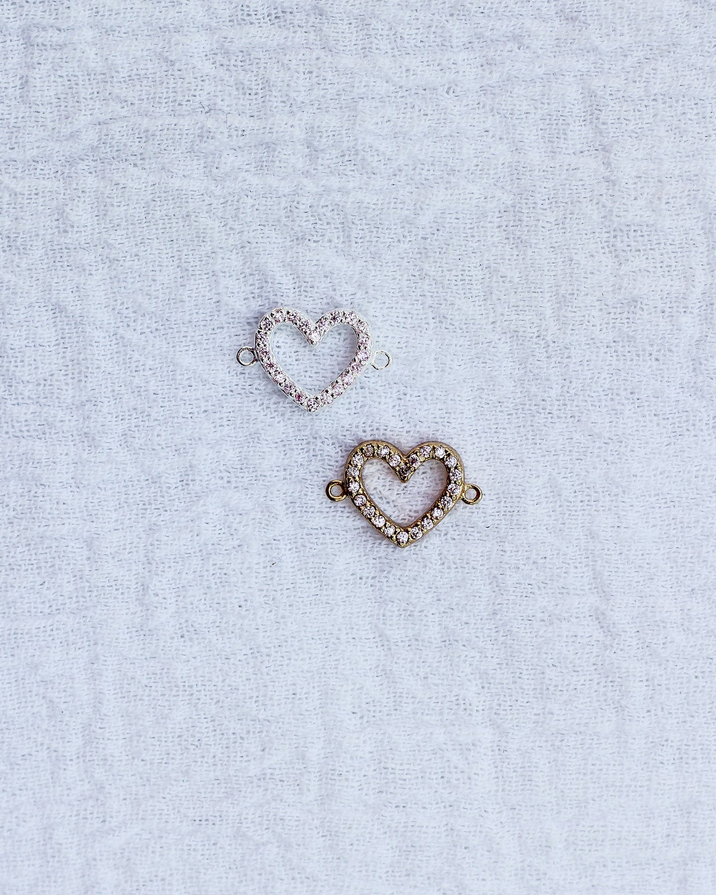 Pave Light Pink Heart CZ Connector, CN180