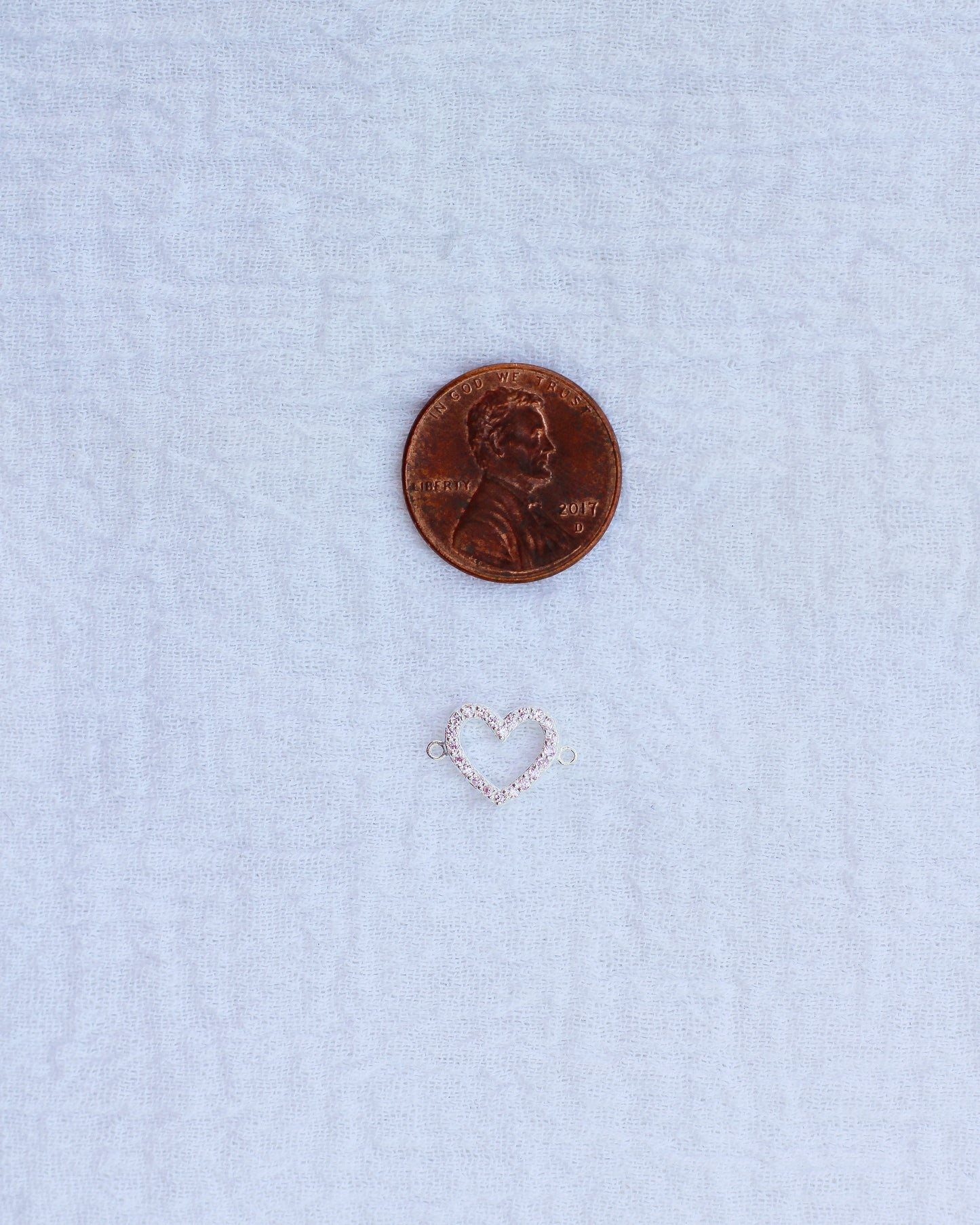 Pave Light Pink Heart CZ Connector, CN180