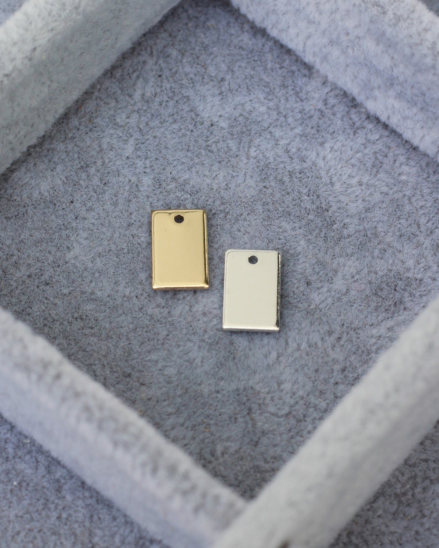10x6mm Mini Rectangle Blank with One Hole, B86