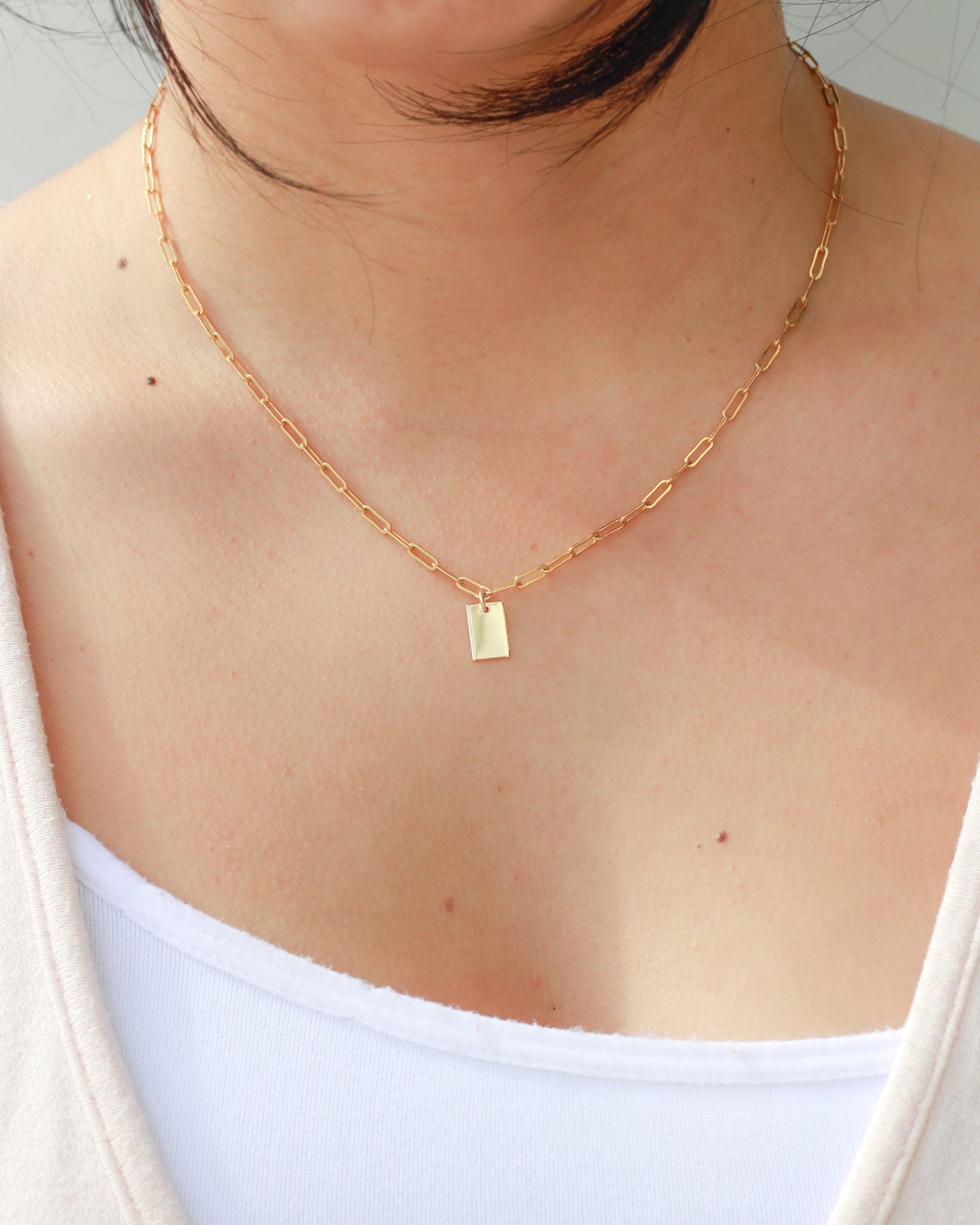 10x6mm Mini Rectangle Blank with One Hole, B86