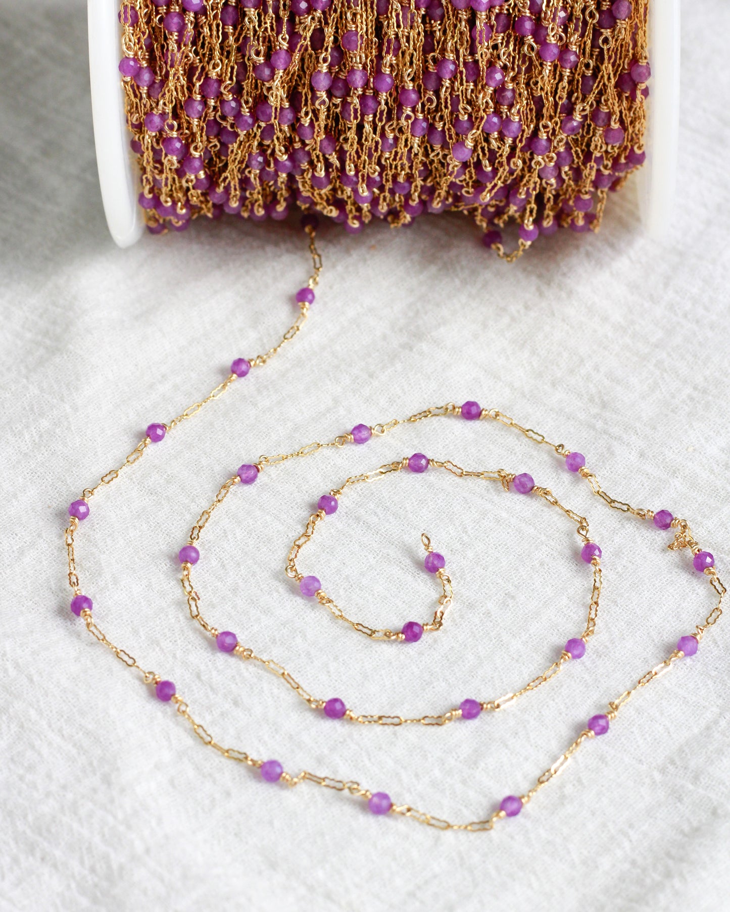 Genuine Amethyst 1.4mm Krinkle Chain, G91