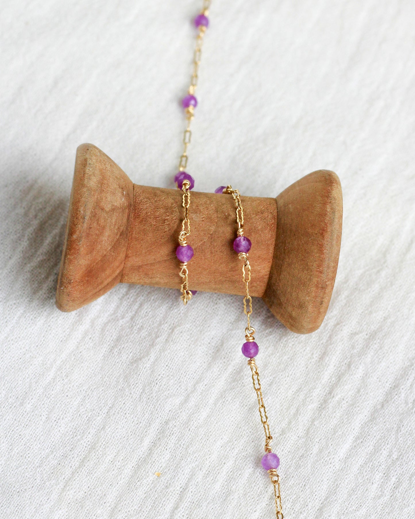 Genuine Amethyst 1.4mm Krinkle Chain, G91