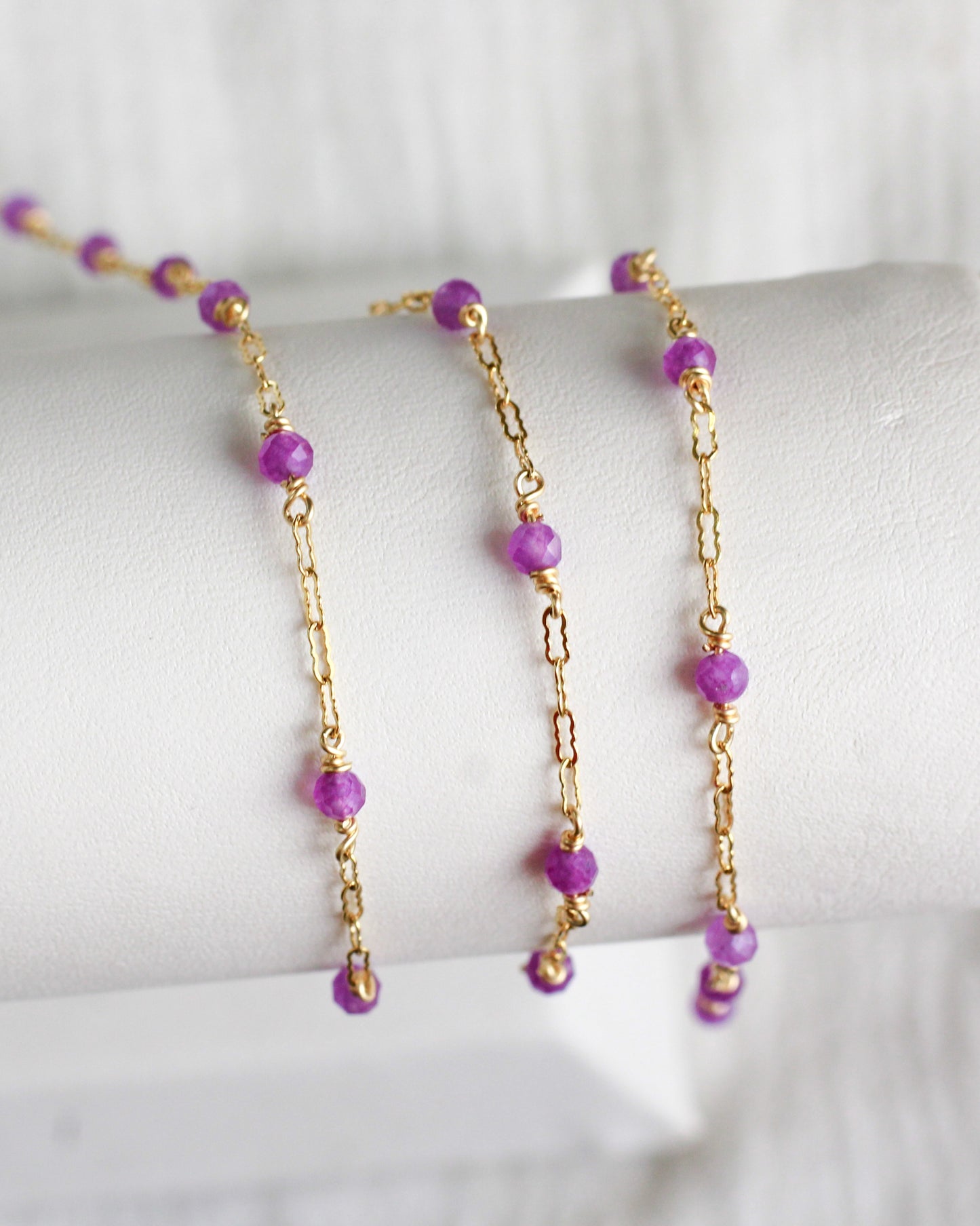 Genuine Amethyst 1.4mm Krinkle Chain, G91