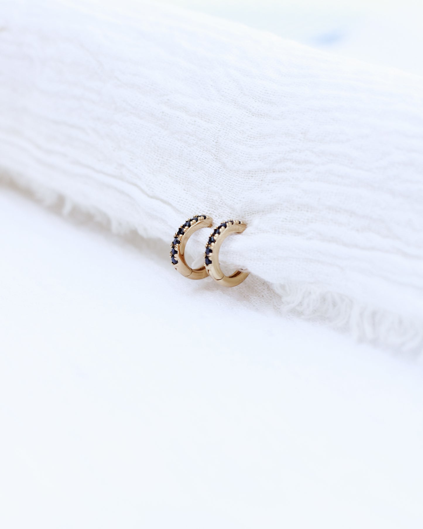 10.5mm Black Pave Hoop Earrings, E41