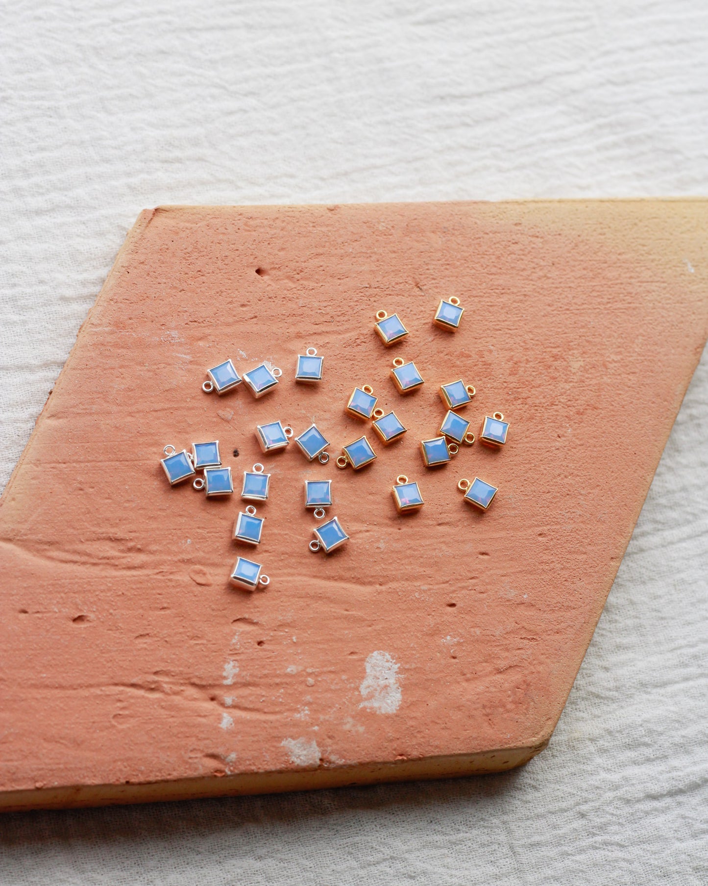 4mm Blue Opal Square Charm, CH258