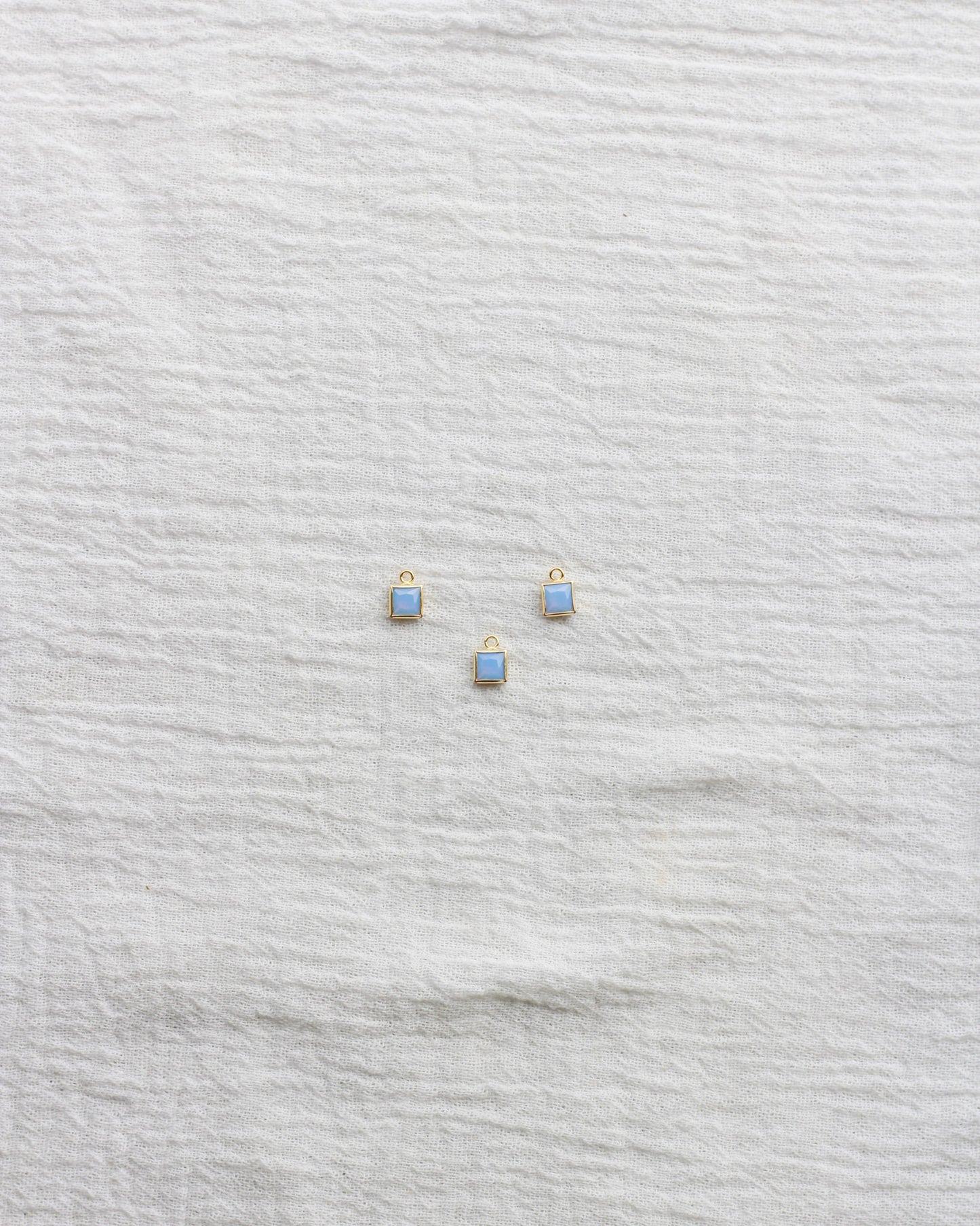 4mm Blue Opal Square Charm, CH258