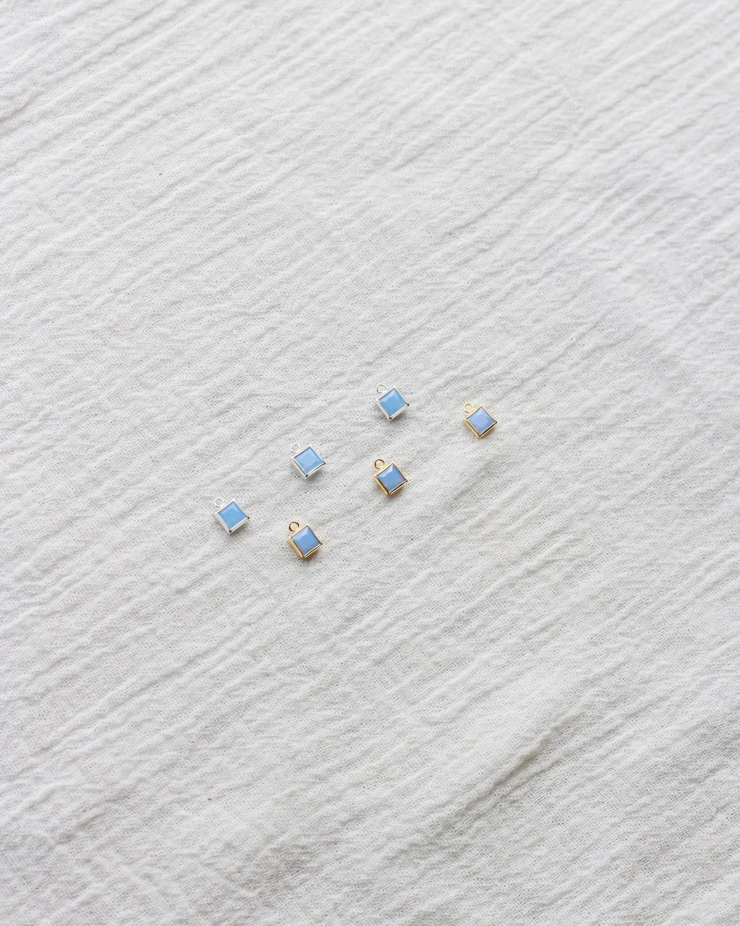 4mm Blue Opal Square Charm, CH258
