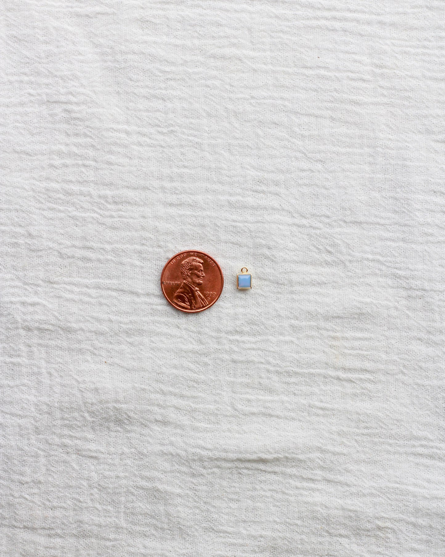 4mm Blue Opal Square Charm, CH258