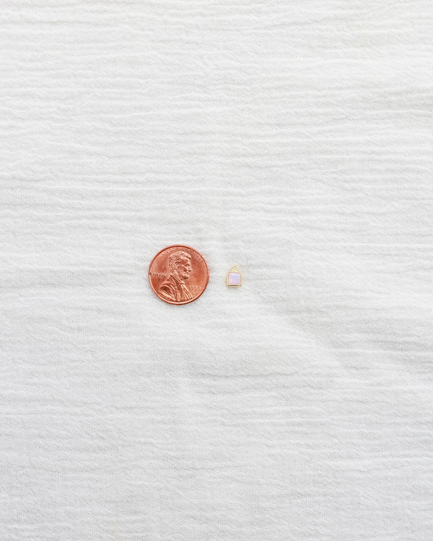 4mm Pink Opal Square Charm, CH256