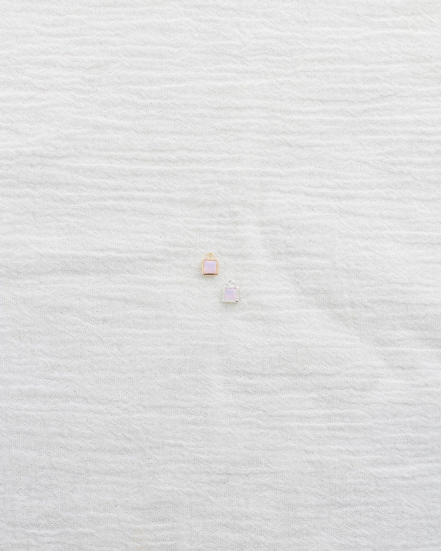 4mm Pink Opal Square Charm, CH256