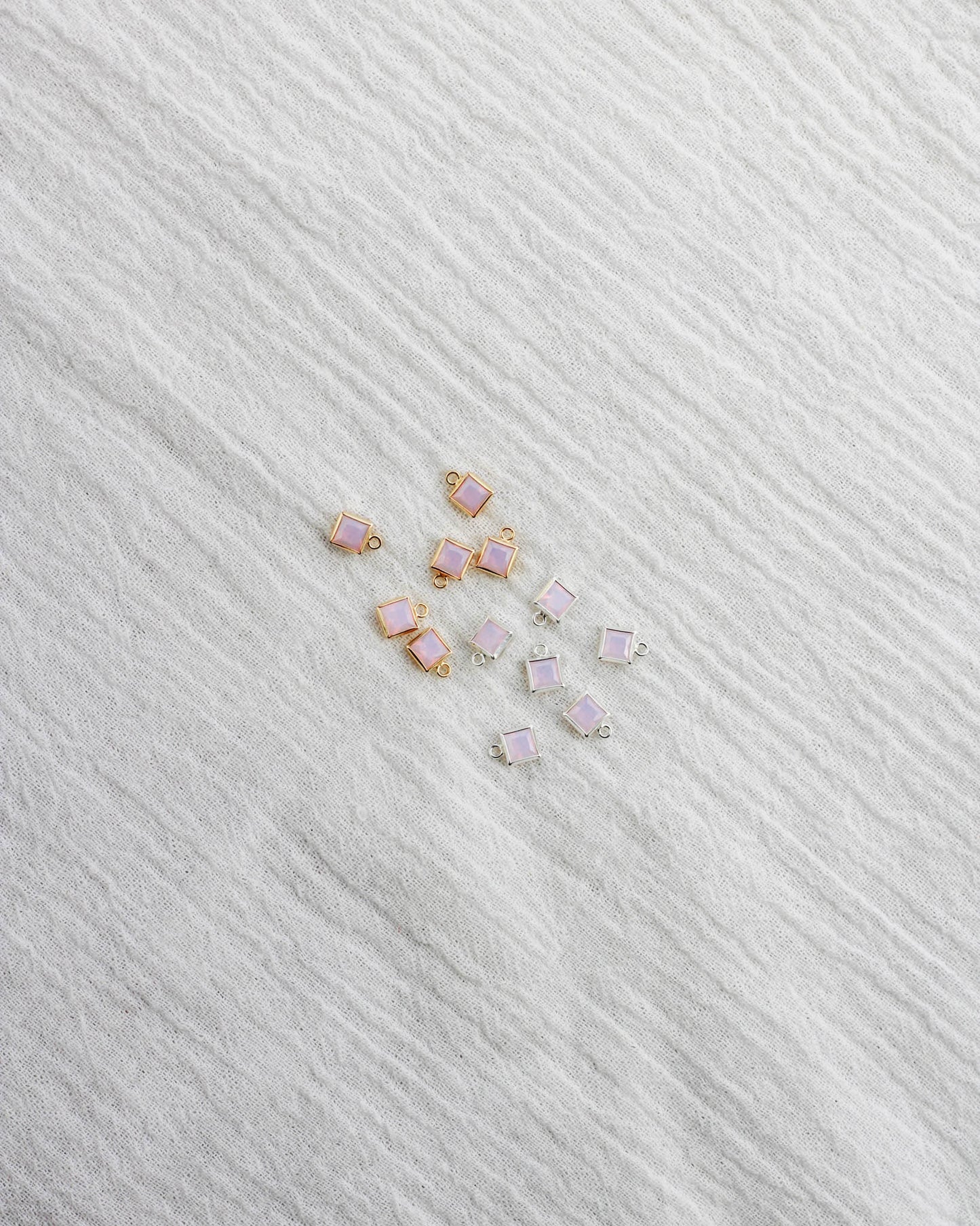 4mm Pink Opal Square Charm, CH256