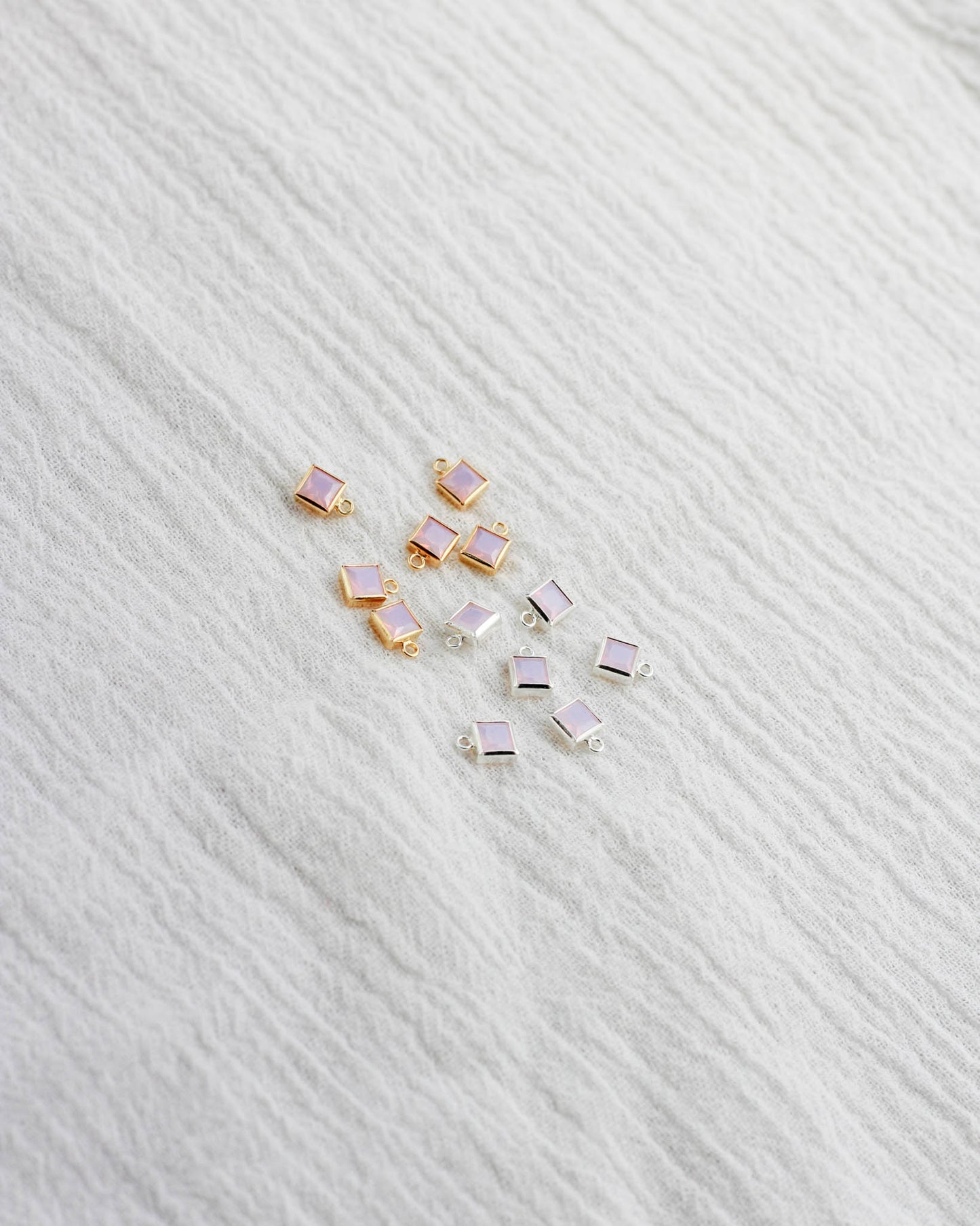 4mm Pink Opal Square Charm, CH256